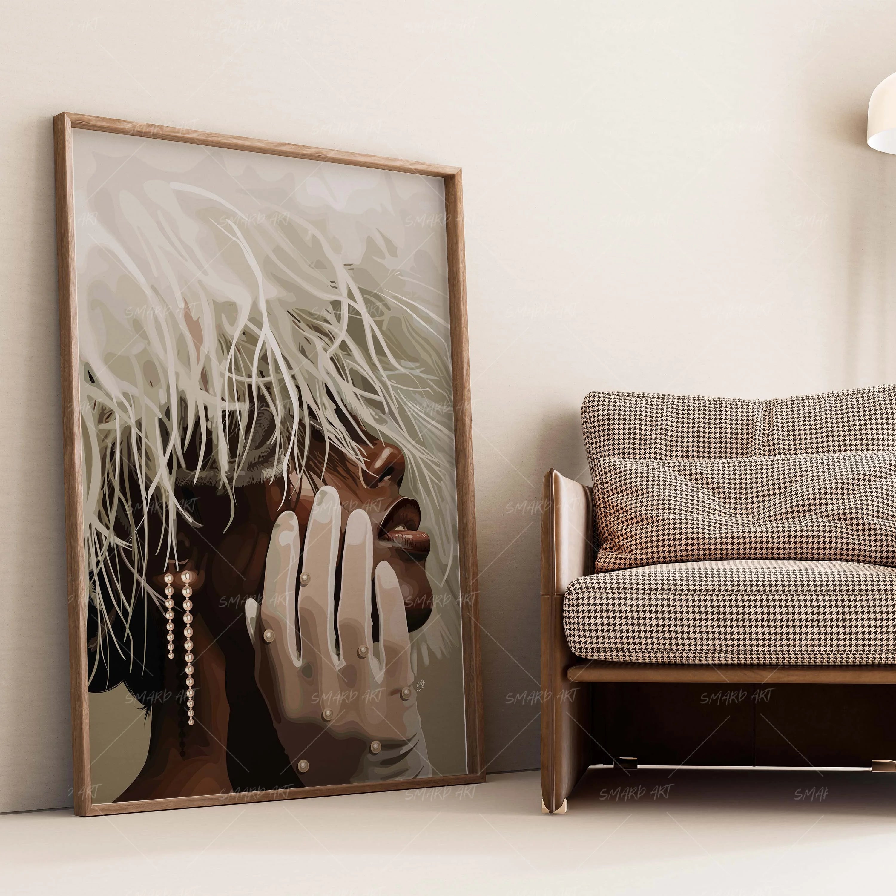 Bridal Brim-wall art print featuring decorative artistic design suitable for living rooms, offices, and schools by SmardArt. Elevate your space with Black wall art that speaks to culture, identity, and creativity. At Smard, we celebrate artistry made with melanin, bringing powerful and inspiring designs to life.