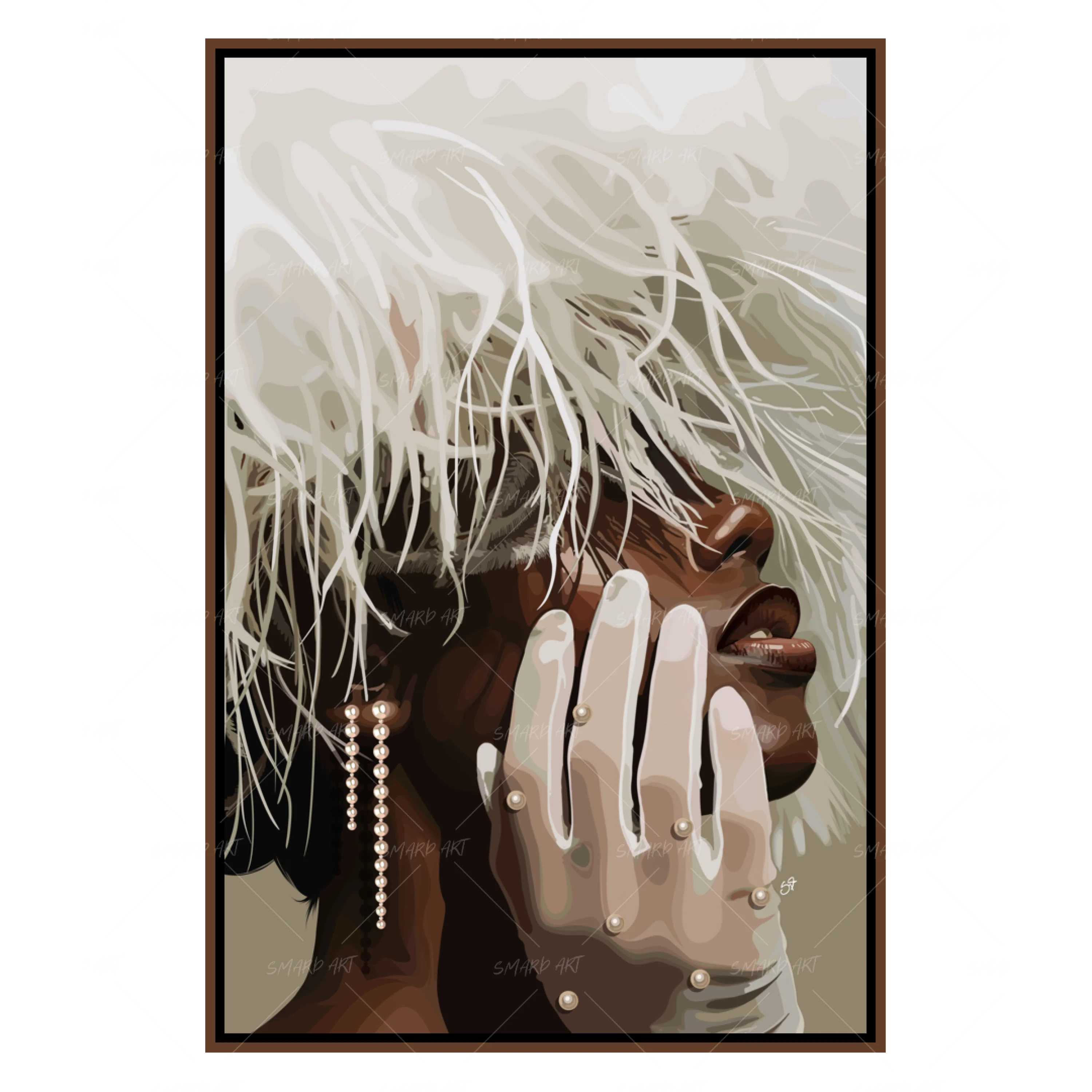 Bridal Brim-wall art print featuring decorative artistic design suitable for living rooms, offices, and schools by SmardArt. Elevate your space with Black wall art that speaks to culture, identity, and creativity. At Smard, we celebrate artistry made with melanin, bringing powerful and inspiring designs to life.