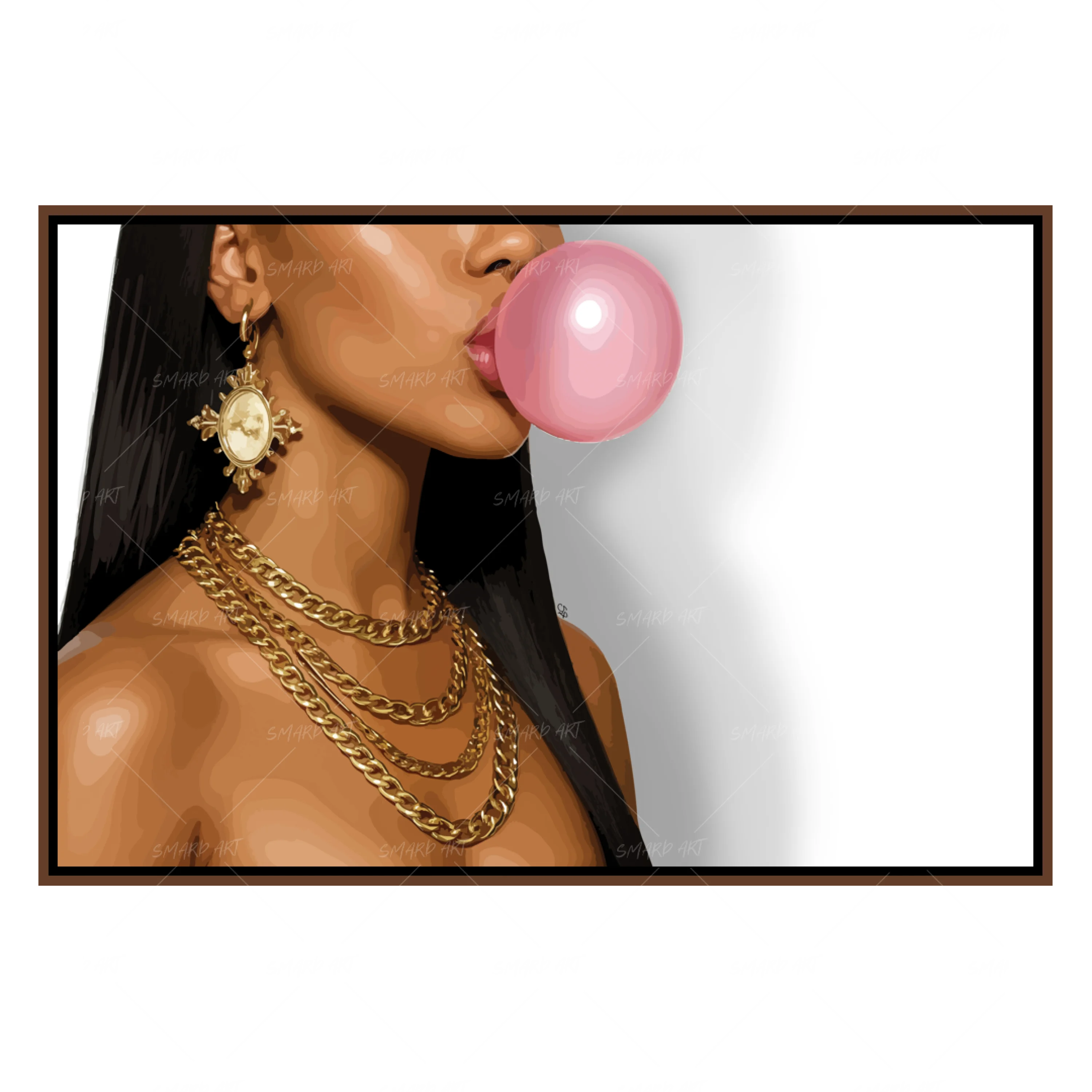 Bubble Babe-wall art print featuring decorative artistic design suitable for living rooms, offices, and schools by SmardArt. Elevate your space with Black wall art that speaks to culture, identity, and creativity. At Smard, we celebrate artistry made with melanin, bringing powerful and inspiring designs to life.