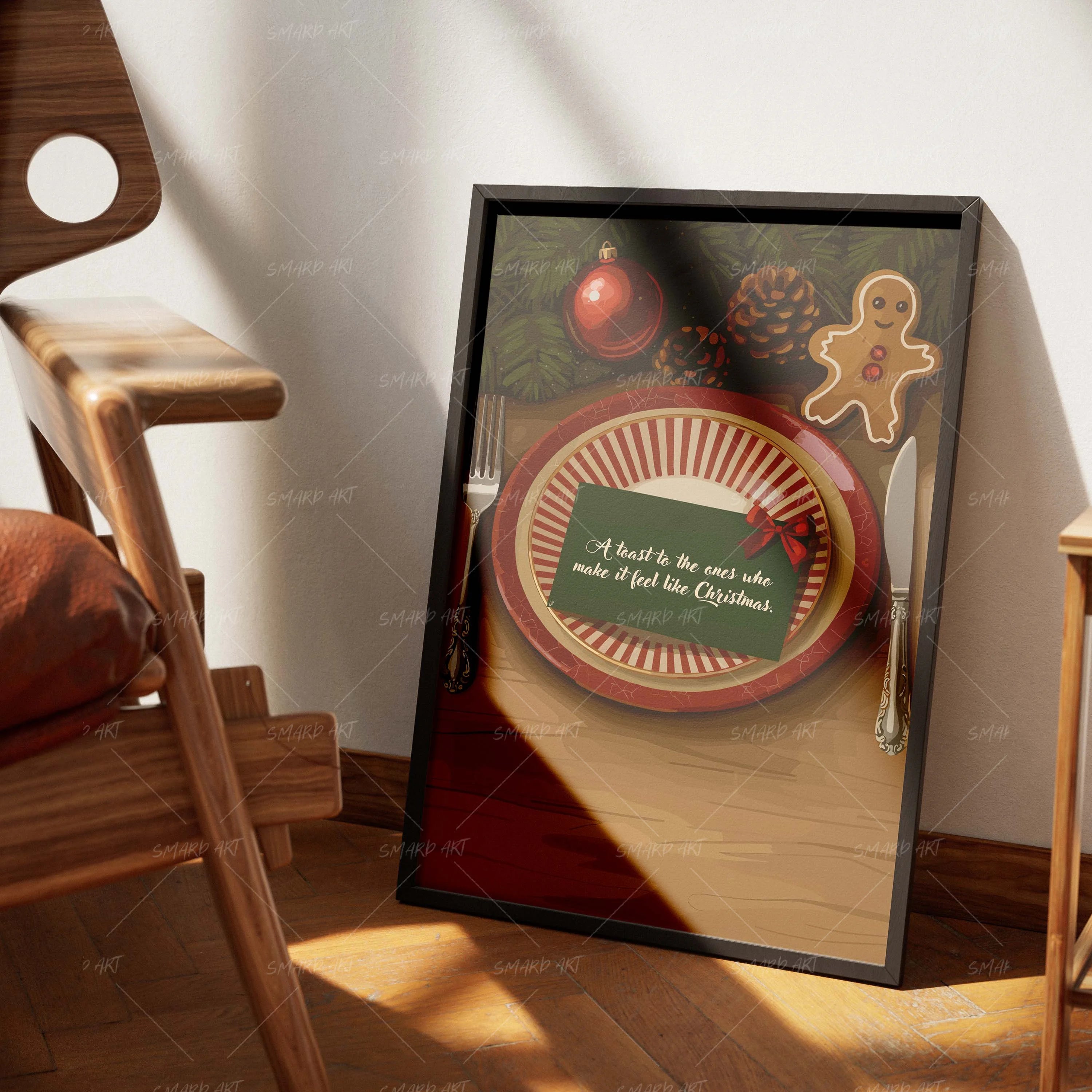 Christmas Toast-wall art print featuring decorative artistic design suitable for living rooms, offices, and schools by SmardArt. Elevate your space with Black wall art that speaks to culture, identity, and creativity. At Smard, we celebrate artistry made with melanin, bringing powerful and inspiring designs to life.