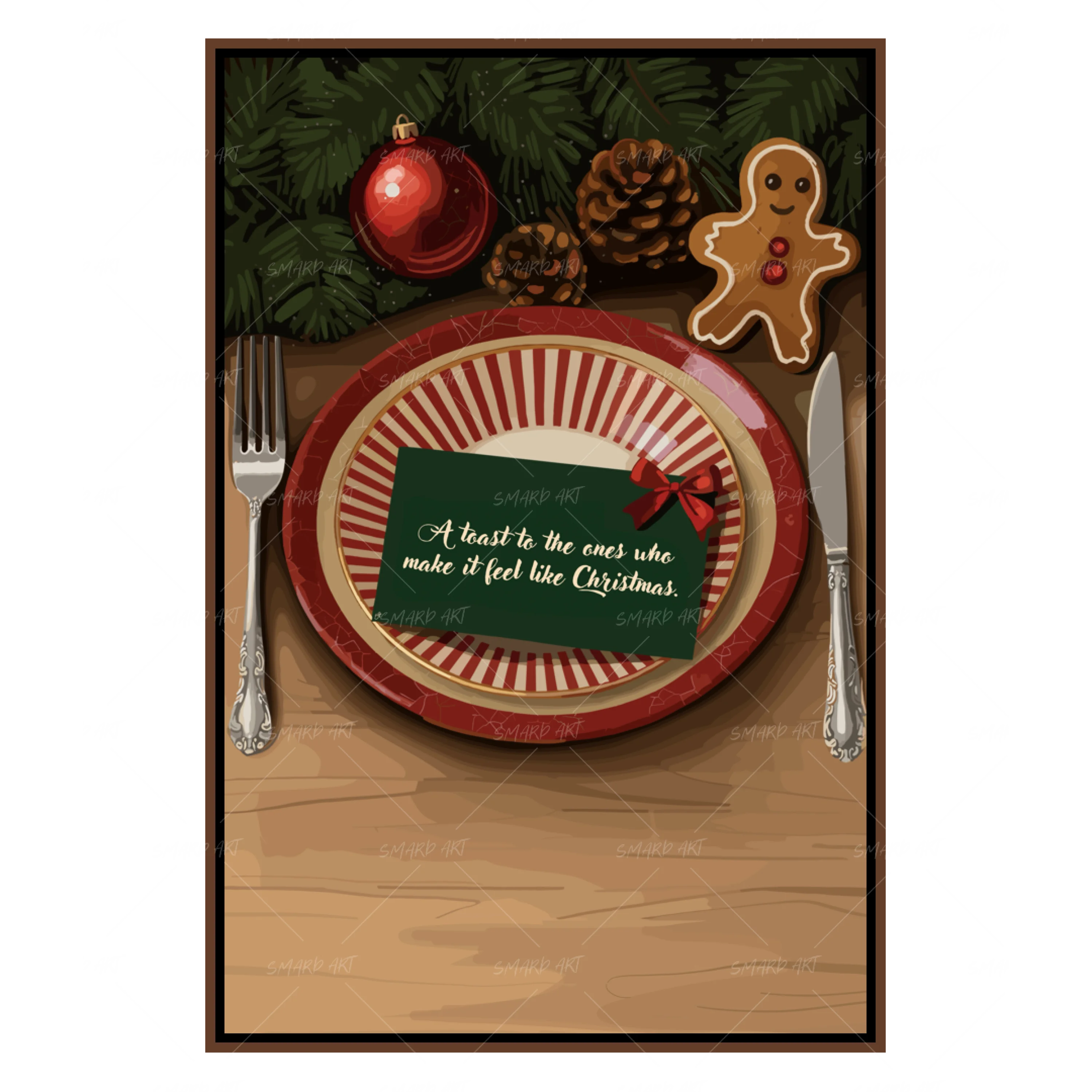 Christmas Toast-wall art print featuring decorative artistic design suitable for living rooms, offices, and schools by SmardArt. Elevate your space with Black wall art that speaks to culture, identity, and creativity. At Smard, we celebrate artistry made with melanin, bringing powerful and inspiring designs to life.