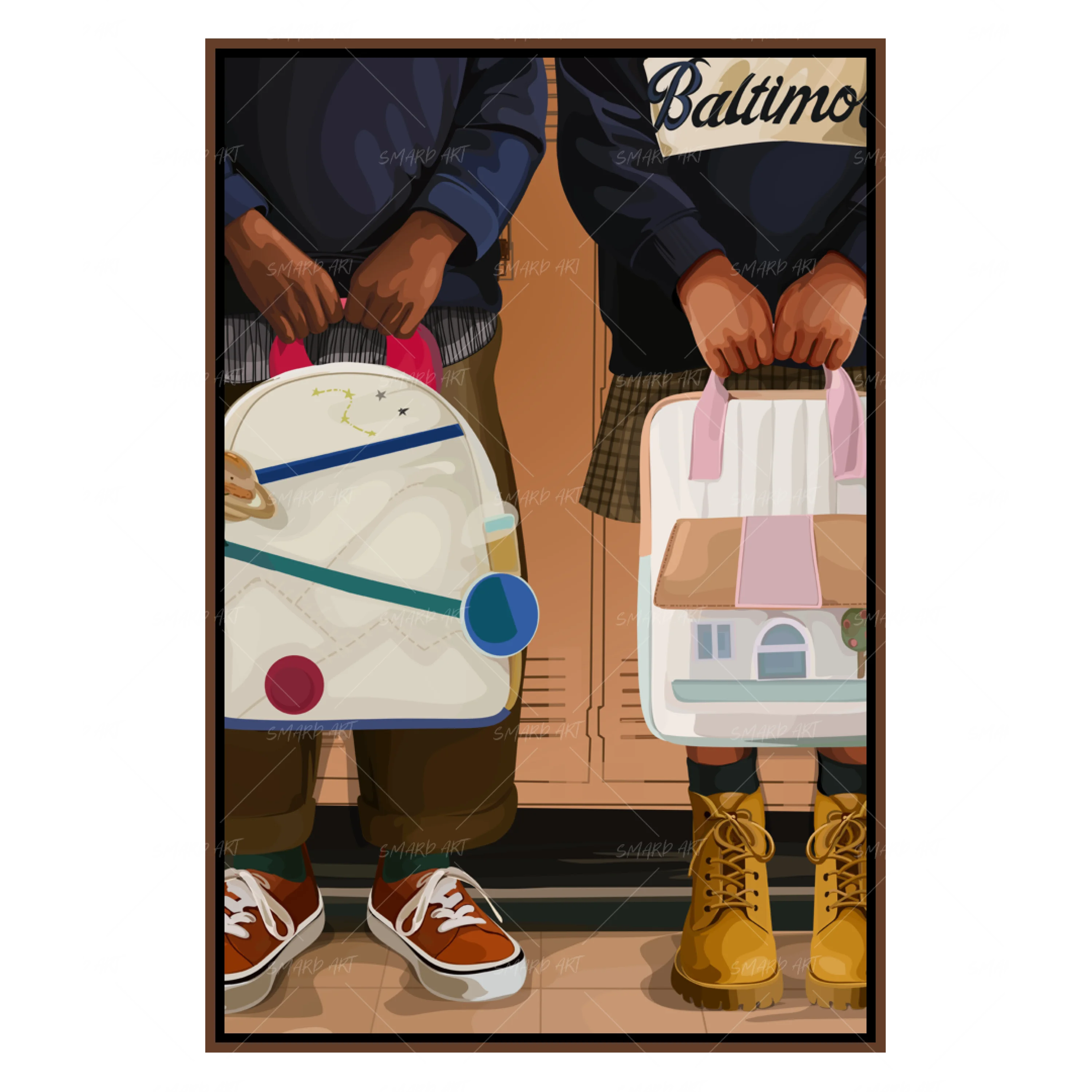 Classmates-wall art print featuring decorative artistic design suitable for living rooms, offices, and schools by SmardArt. Elevate your space with Black wall art that speaks to culture, identity, and creativity. At Smard, we celebrate artistry made with melanin, bringing powerful and inspiring designs to life.