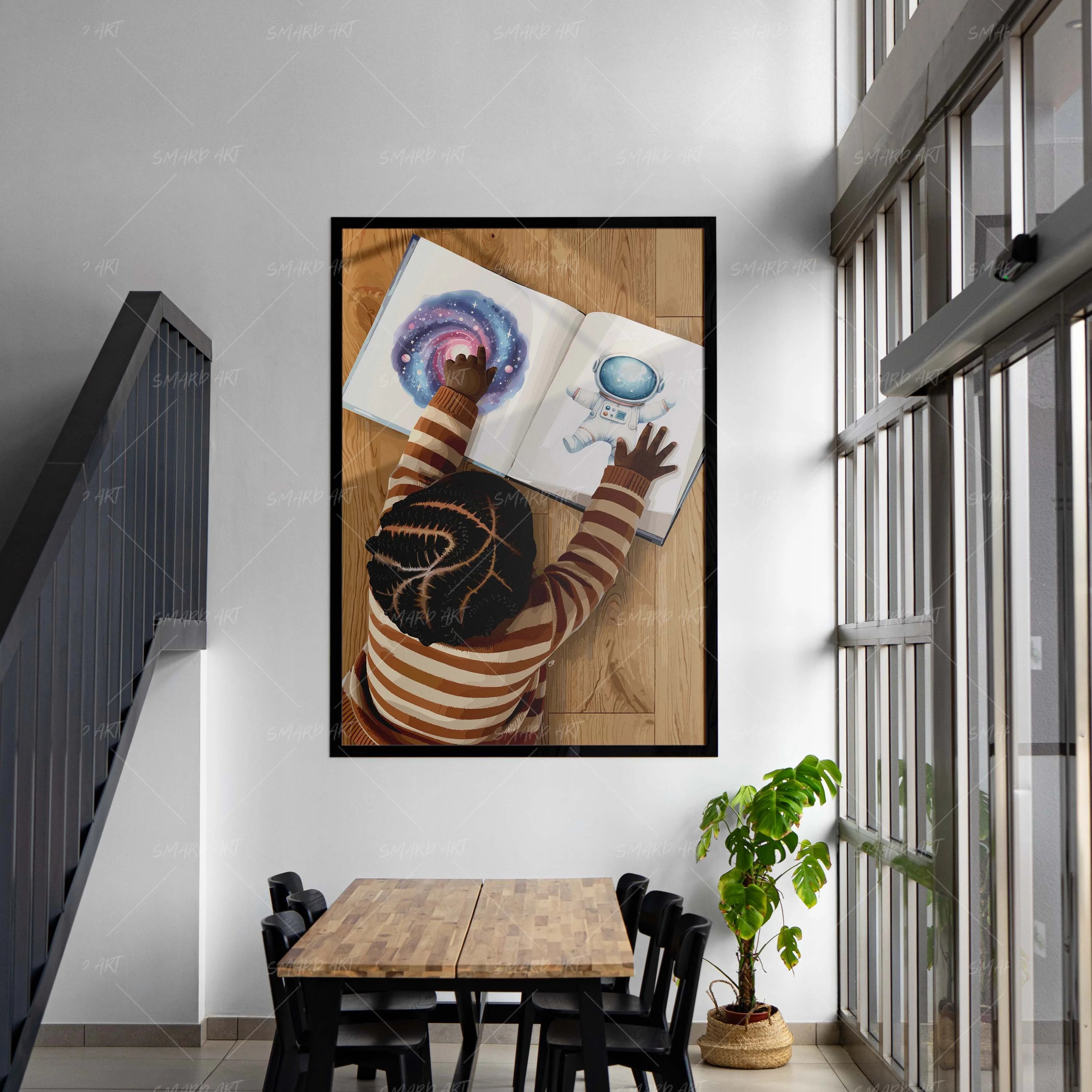 Cosmic Dreams-wall art print featuring decorative artistic design suitable for living rooms, offices, and schools by SmardArt. Elevate your space with Black wall art that speaks to culture, identity, and creativity. At Smard, we celebrate artistry made with melanin, bringing powerful and inspiring designs to life.