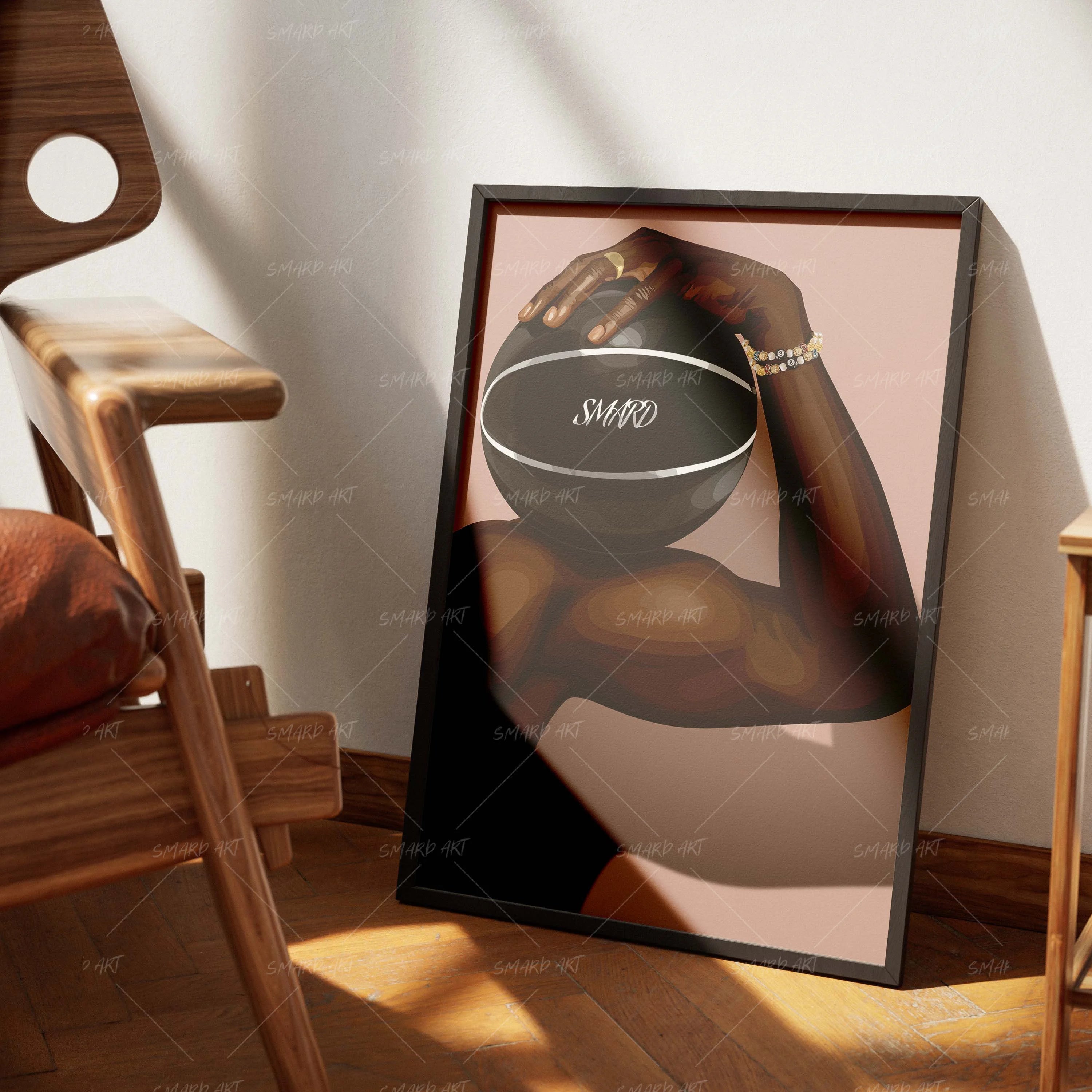 Court Grip-wall art print featuring decorative artistic design suitable for living rooms, offices, and schools by SmardArt. Elevate your space with Black wall art that speaks to culture, identity, and creativity. At Smard, we celebrate artistry made with melanin, bringing powerful and inspiring designs to life.