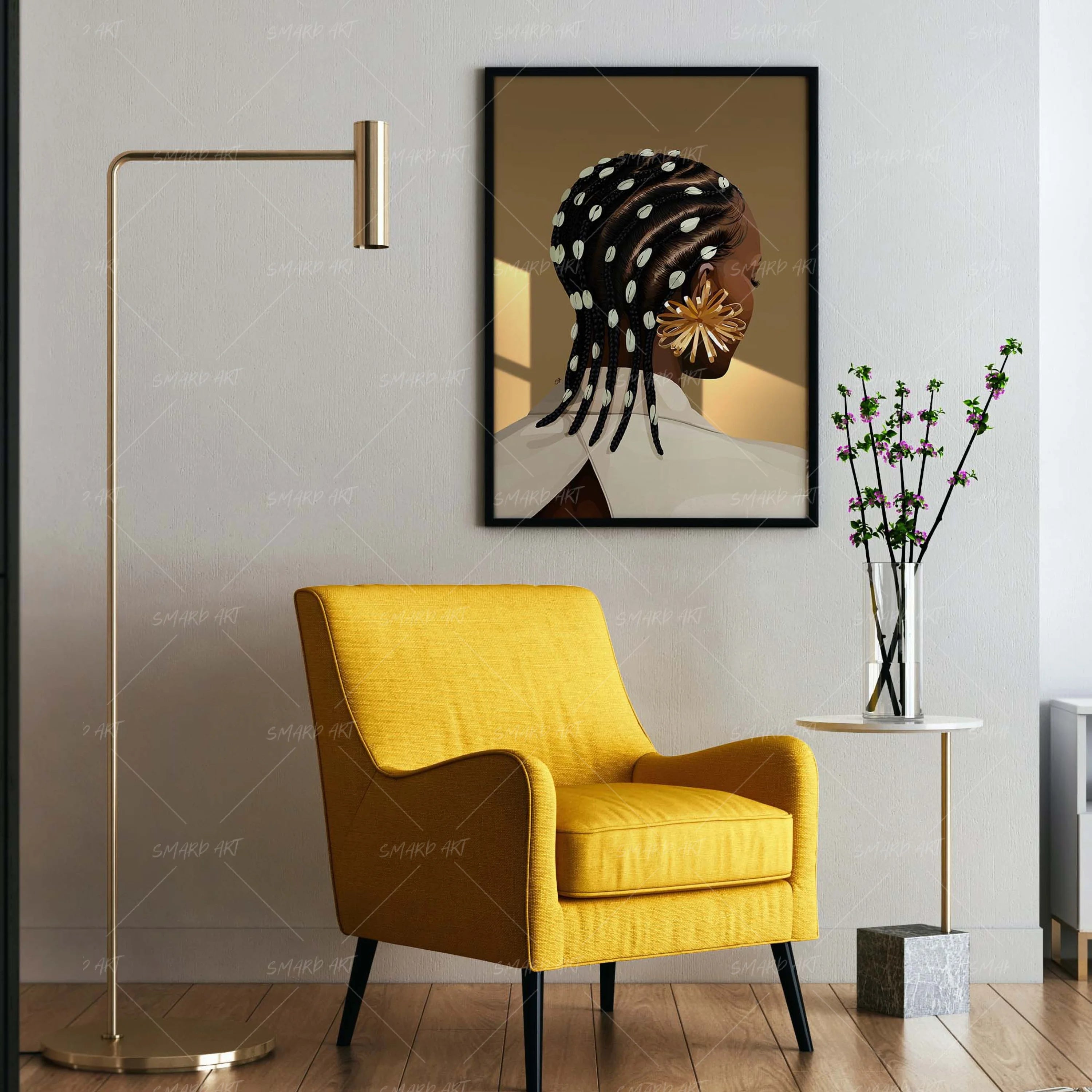 Cowrie Rows-wall art print featuring decorative artistic design suitable for living rooms, offices, and schools by SmardArt. Elevate your space with Black wall art that speaks to culture, identity, and creativity. At Smard, we celebrate artistry made with melanin, bringing powerful and inspiring designs to life.