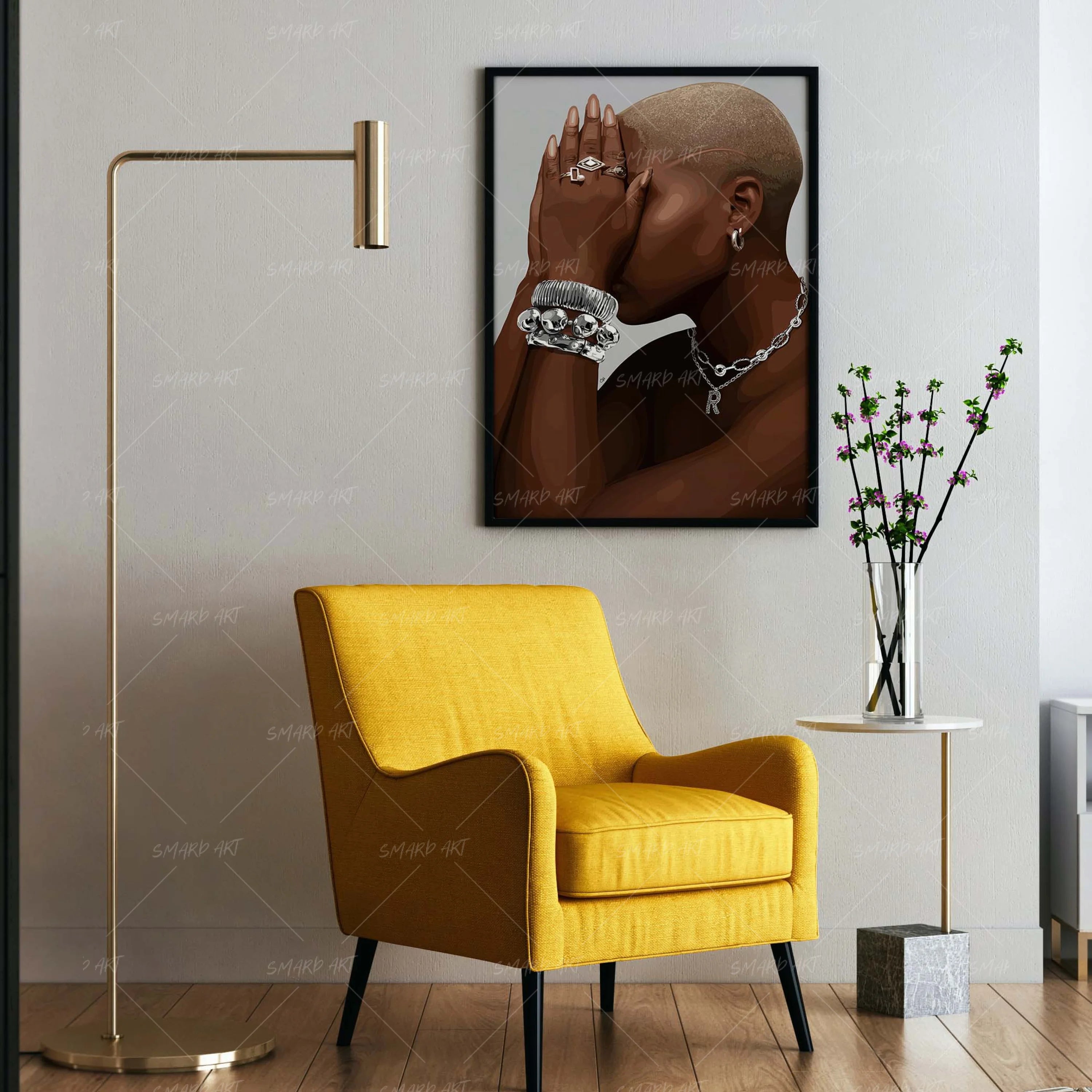 Curved Confidence-wall art print featuring decorative artistic design suitable for living rooms, offices, and schools by SmardArt. Elevate your space with Black wall art that speaks to culture, identity, and creativity. At Smard, we celebrate artistry made with melanin, bringing powerful and inspiring designs to life.