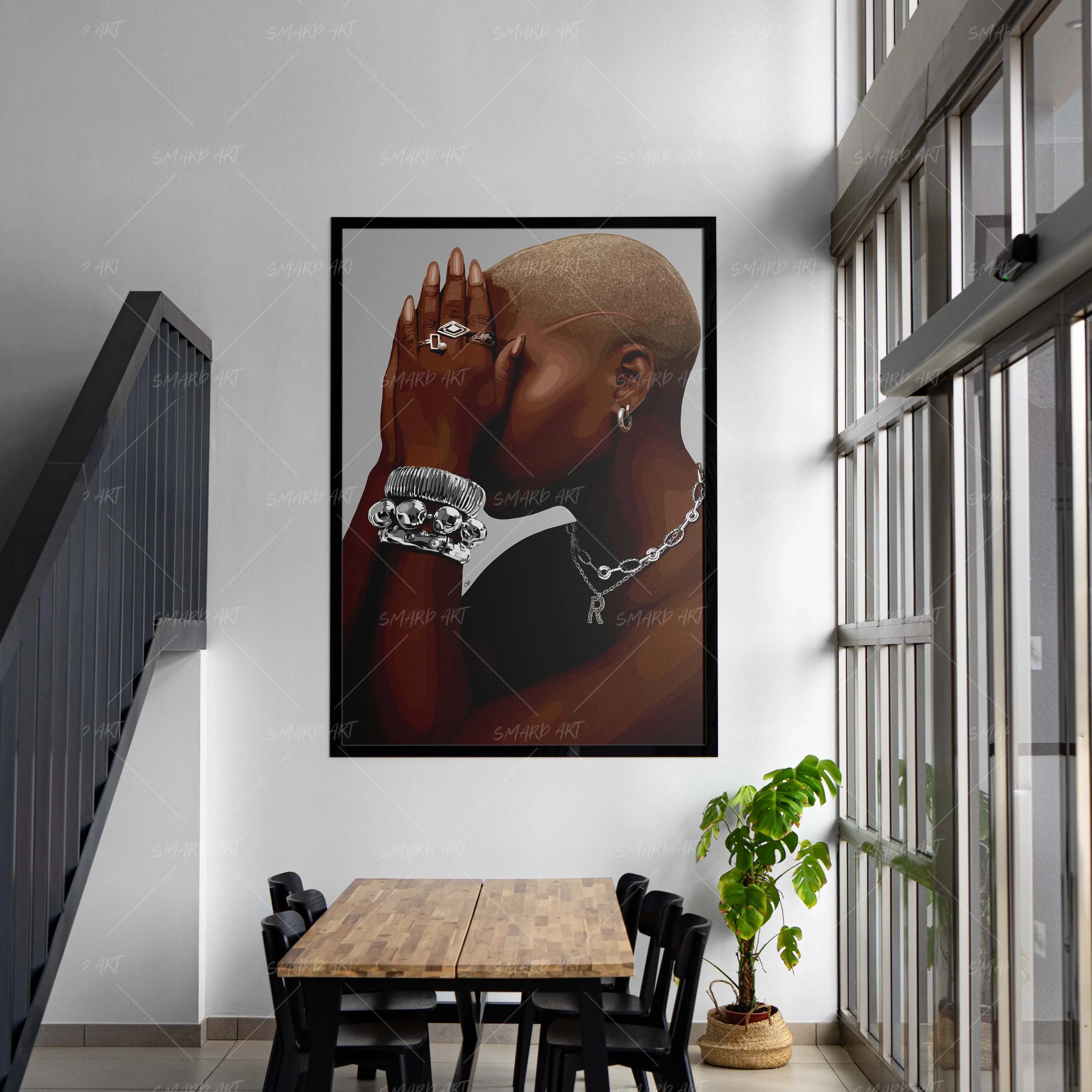 Curved Confidence-wall art print featuring decorative artistic design suitable for living rooms, offices, and schools by SmardArt. Elevate your space with Black wall art that speaks to culture, identity, and creativity. At Smard, we celebrate artistry made with melanin, bringing powerful and inspiring designs to life.