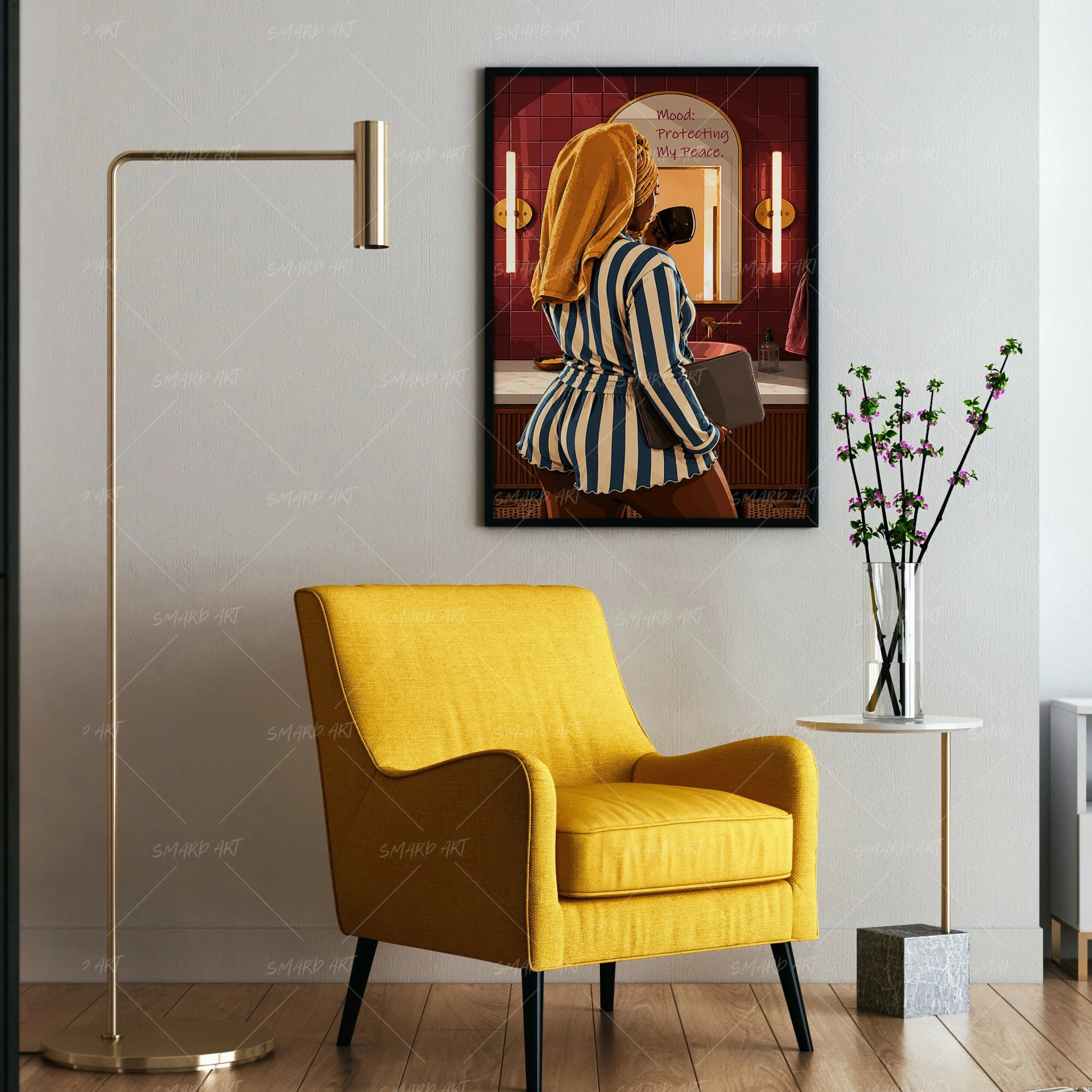 Curve Care-wall art print featuring decorative artistic design suitable for living rooms, offices, and schools by SmardArt. Elevate your space with Black wall art that speaks to culture, identity, and creativity. At Smard, we celebrate artistry made with melanin, bringing powerful and inspiring designs to life.