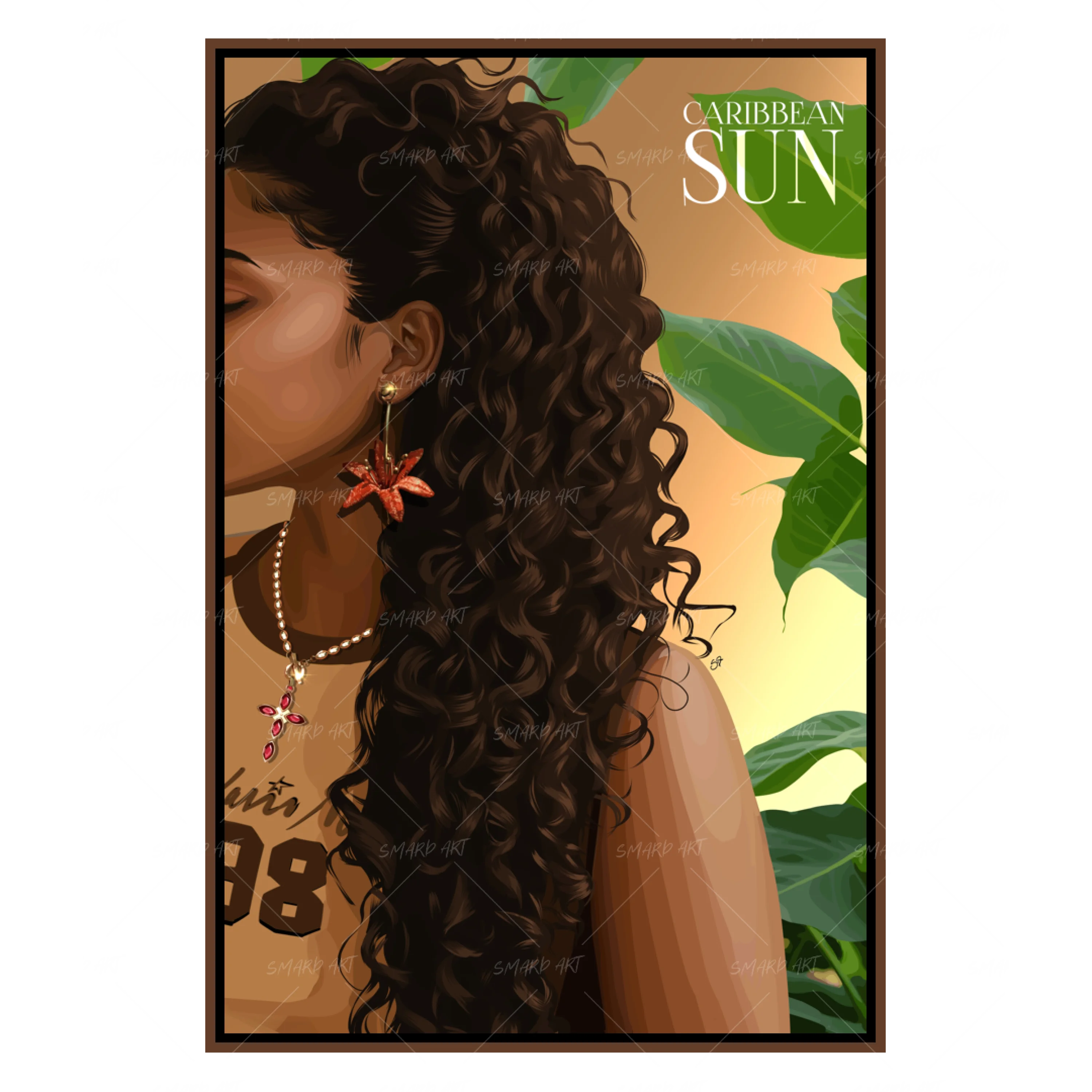 Caribbean Sun-wall art print featuring decorative artistic design suitable for living rooms, offices, and schools by SmardArt. Elevate your space with Black wall art that speaks to culture, identity, and creativity. At Smard, we celebrate artistry made with melanin, bringing powerful and inspiring designs to life.