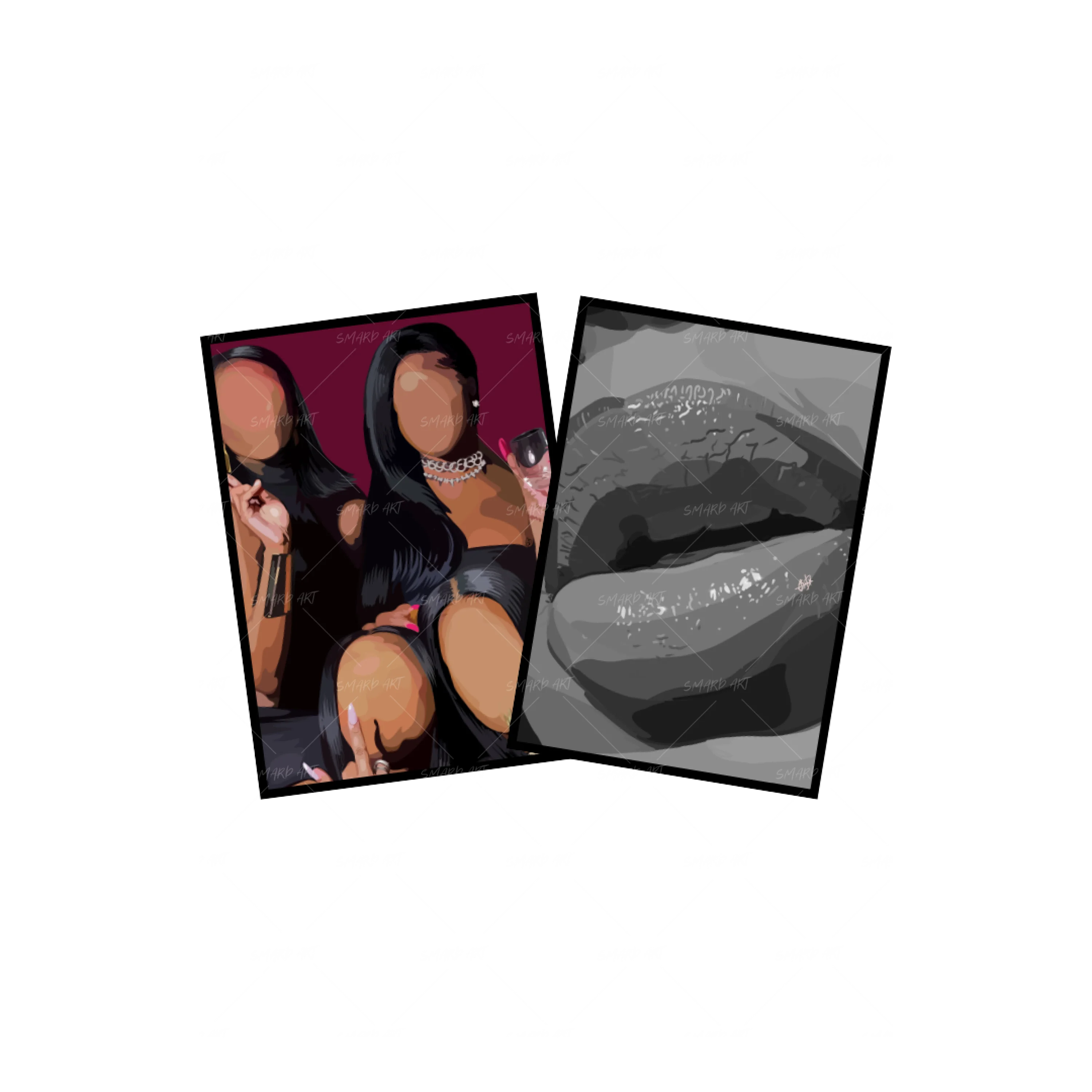 Art Print Bundle : City Girls + Glossy Lips 2 B&W