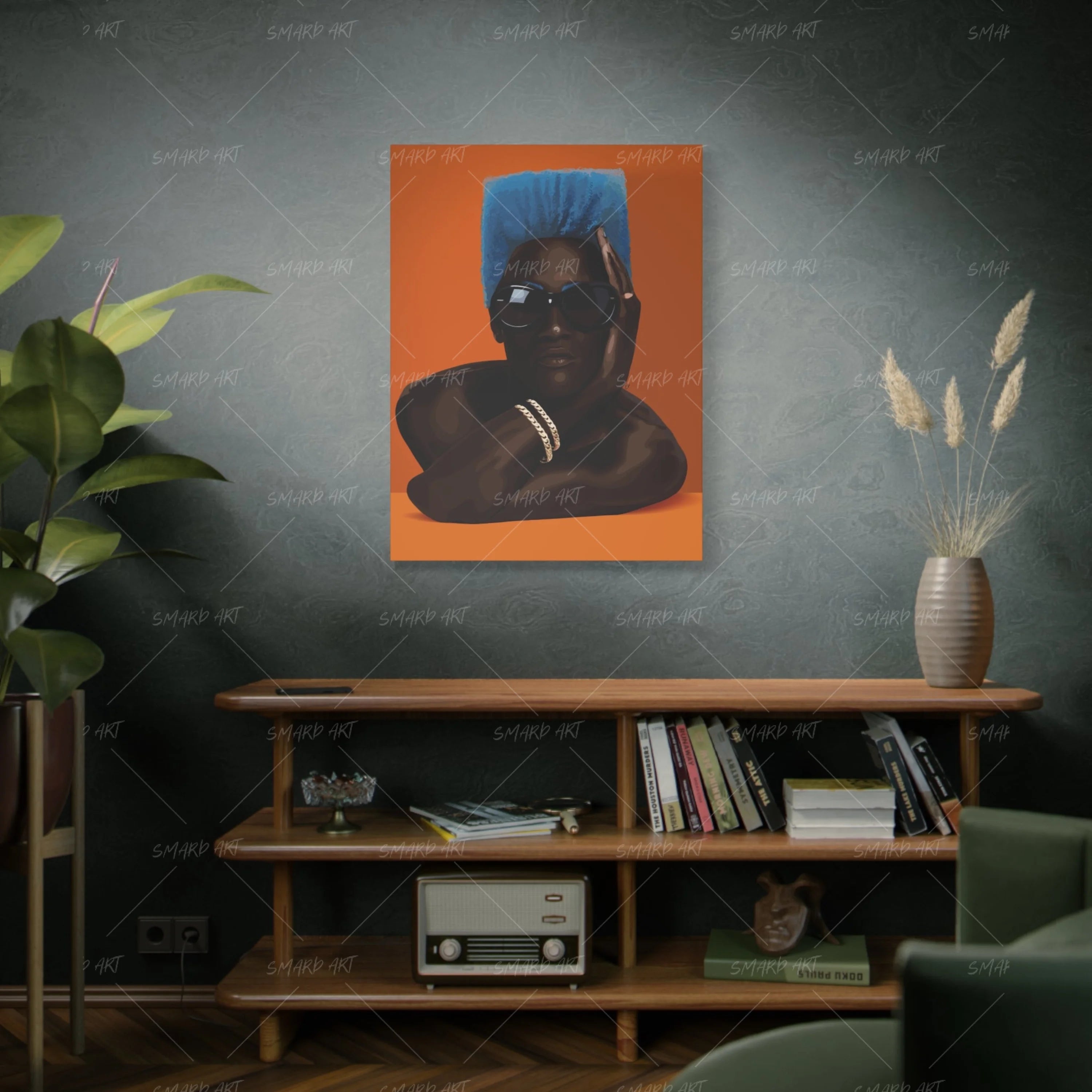 Shadow Monarch-wall art print featuring decorative artistic design suitable for living rooms, offices, and schools by SmardArt. Elevate your space with Black wall art that speaks to culture, identity, and creativity. At Smard, we celebrate artistry made with melanin, bringing powerful and inspiring designs to life.