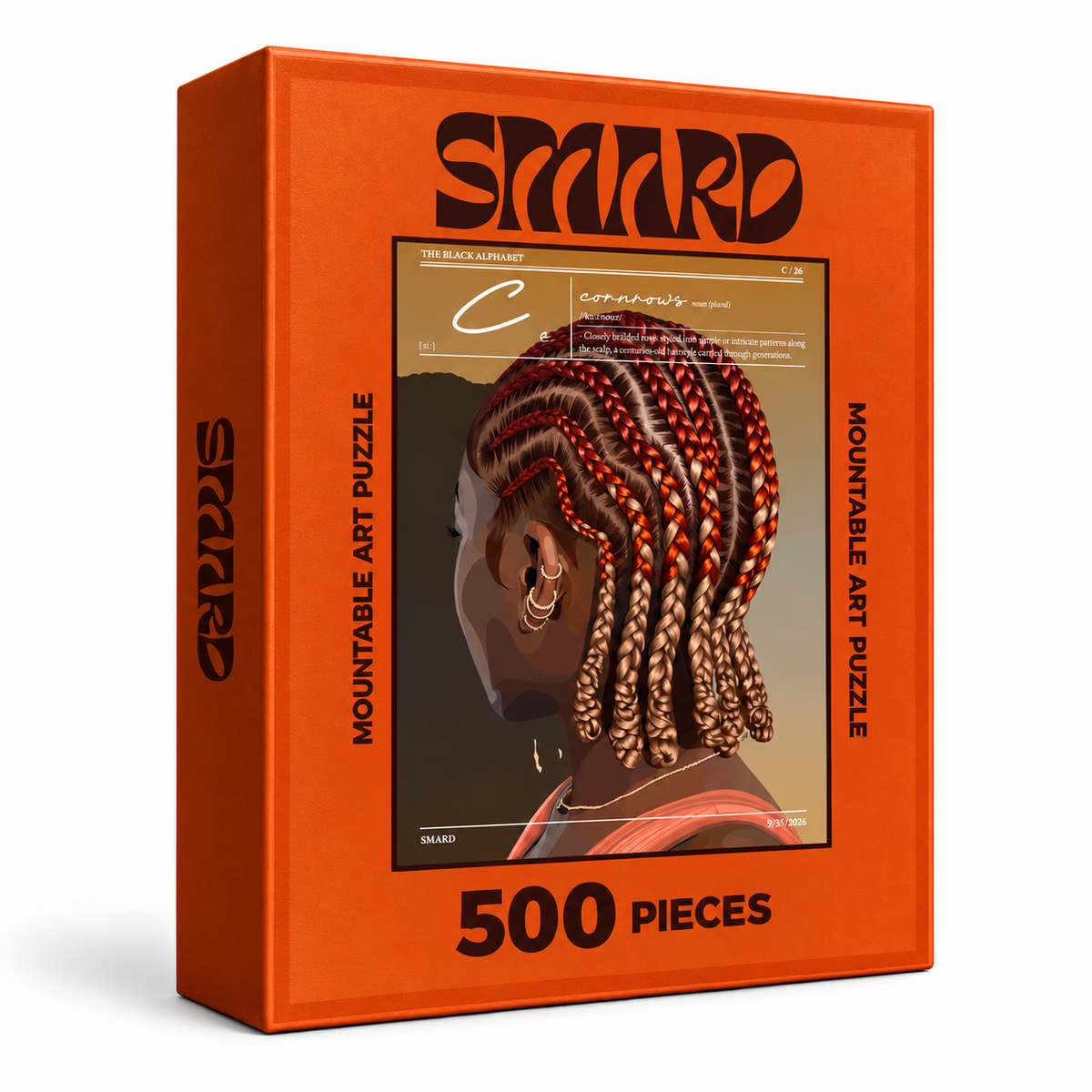 Cornrows Puzzle-wall art print featuring decorative artistic design suitable for living rooms, offices, and schools by SmardArt. Elevate your space with Black wall art that speaks to culture, identity, and creativity. At Smard, we celebrate artistry made with melanin, bringing powerful and inspiring designs to life.