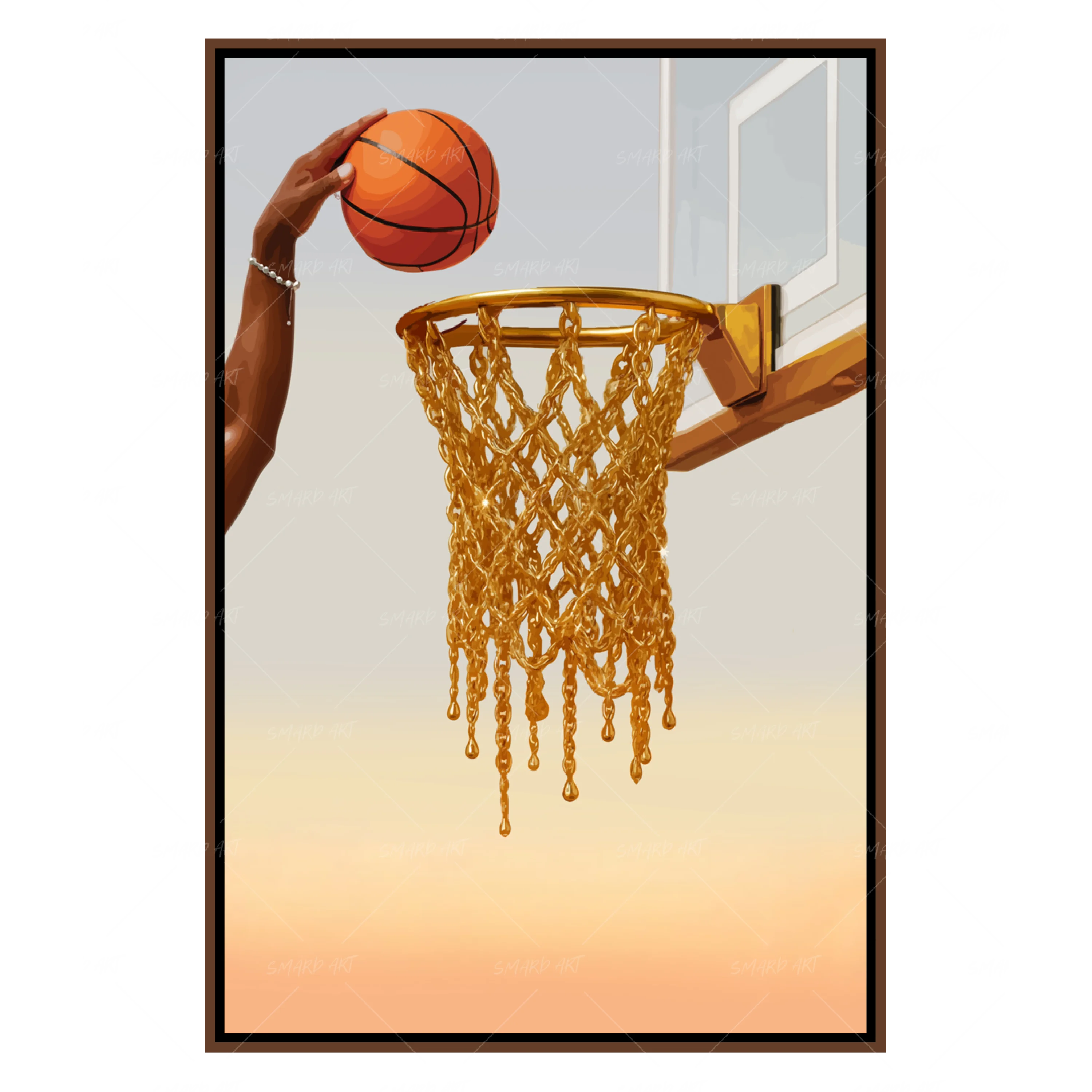 Drip Dunk-wall art print featuring decorative artistic design suitable for living rooms, offices, and schools by SmardArt. Elevate your space with Black wall art that speaks to culture, identity, and creativity. At Smard, we celebrate artistry made with melanin, bringing powerful and inspiring designs to life.