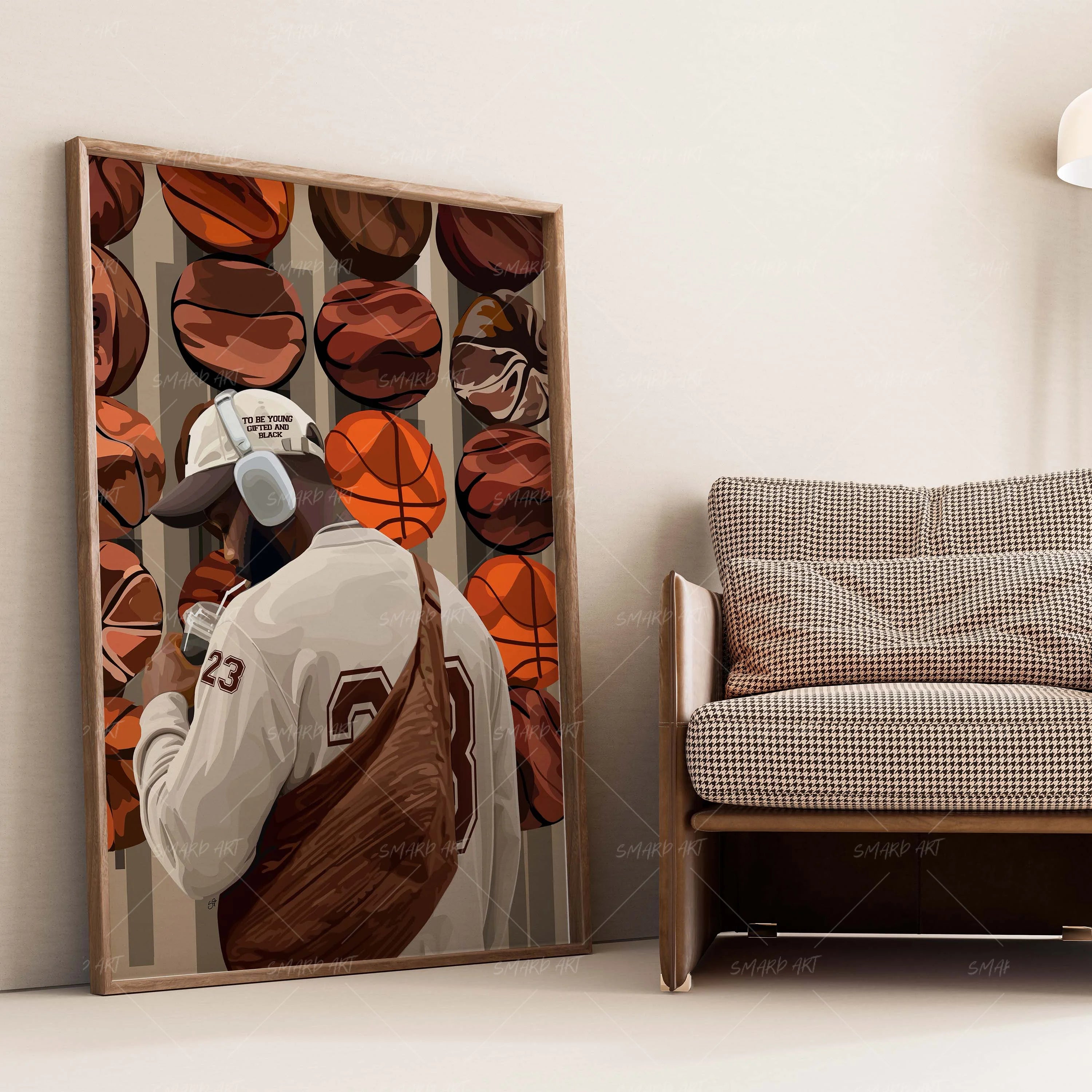 Drip & Basketball-wall art print featuring decorative artistic design suitable for living rooms, offices, and schools by SmardArt. Elevate your space with Black wall art that speaks to culture, identity, and creativity. At Smard, we celebrate artistry made with melanin, bringing powerful and inspiring designs to life.