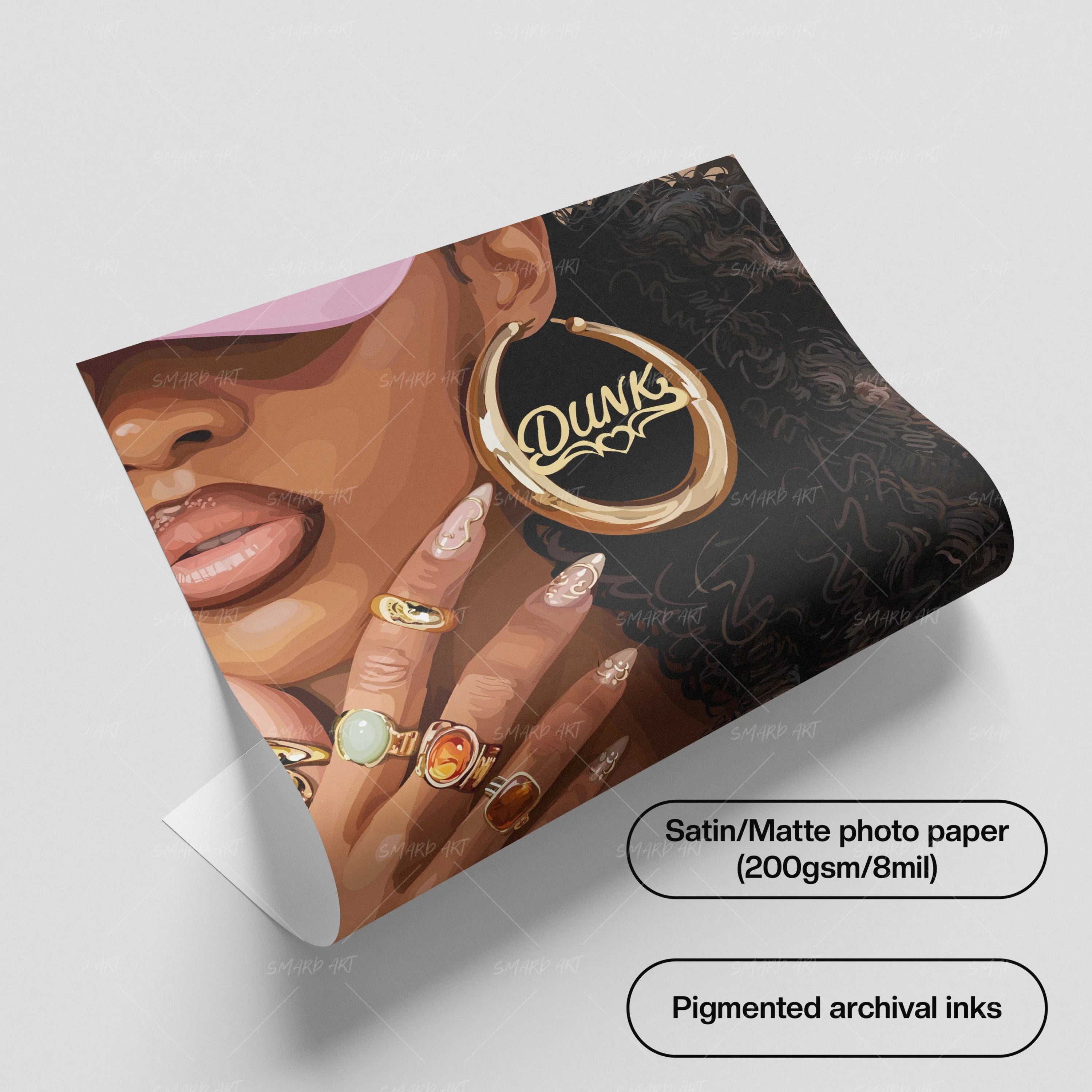 Dunk-wall art print featuring decorative artistic design suitable for living rooms, offices, and schools by SmardArt. Elevate your space with Black wall art that speaks to culture, identity, and creativity. At Smard, we celebrate artistry made with melanin, bringing powerful and inspiring designs to life.