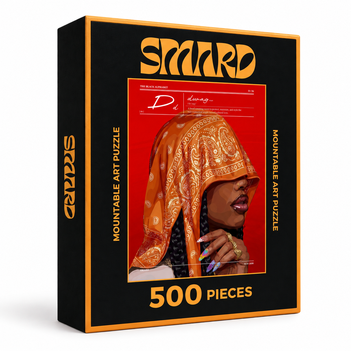 Durag Badie Puzzle-wall art print featuring decorative artistic design suitable for living rooms, offices, and schools by SmardArt. Elevate your space with Black wall art that speaks to culture, identity, and creativity. At Smard, we celebrate artistry made with melanin, bringing powerful and inspiring designs to life.
