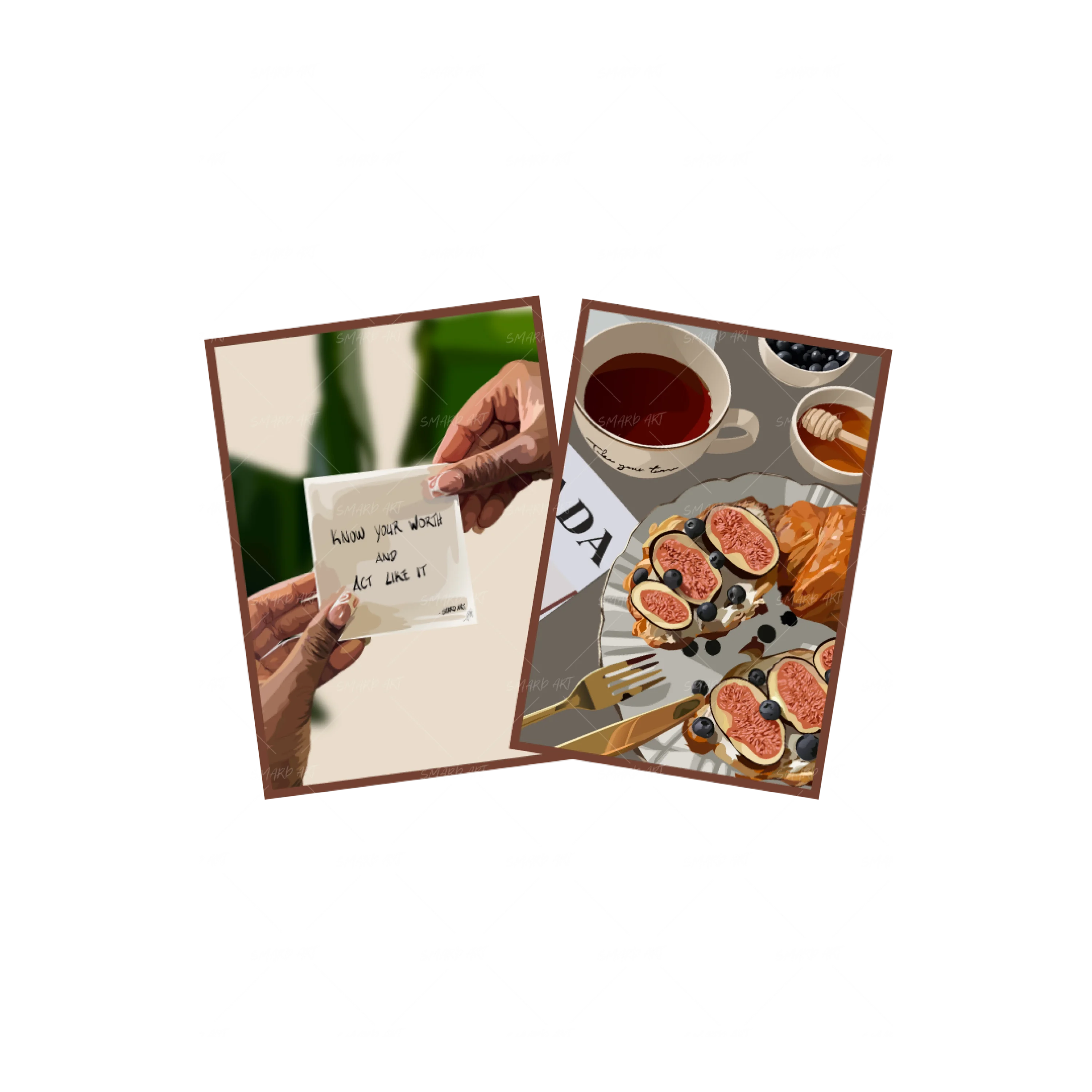 Art Print Bundle : Know Your Worth Quote + Fancy Breakfast