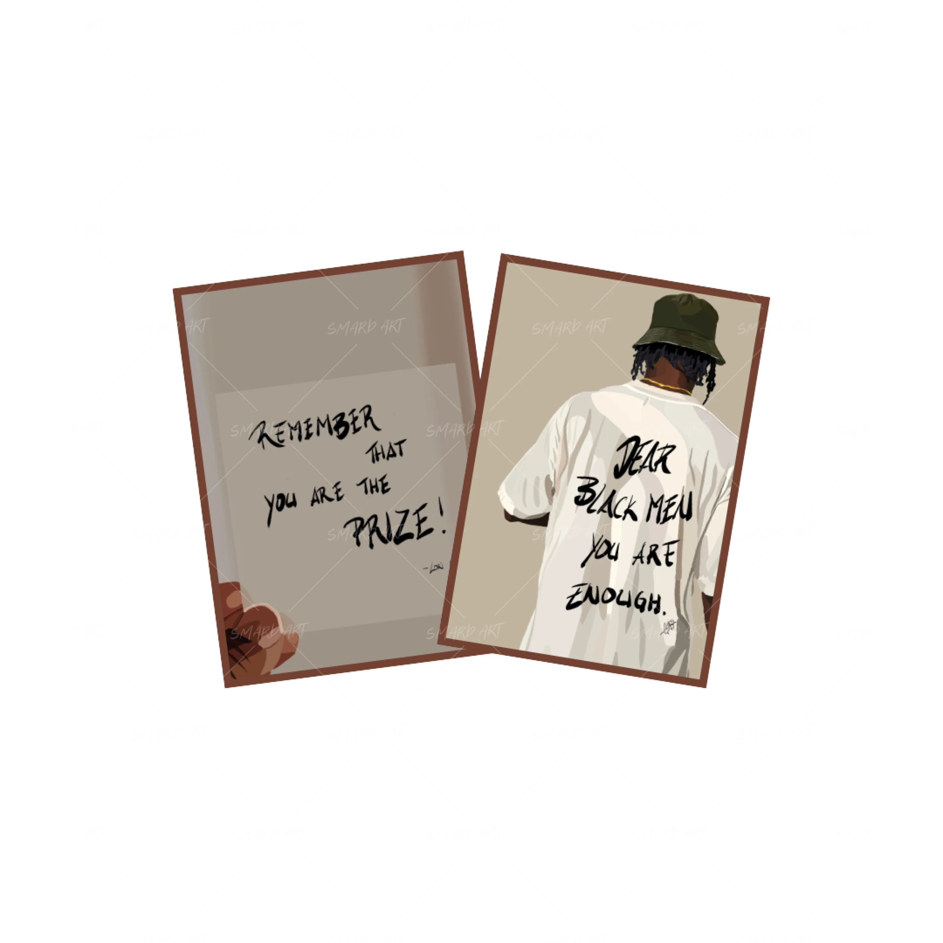 Art Print Bundle : Quotes II + Dear Black Men-wall art print featuring decorative artistic design suitable for living rooms, offices, and schools by SmardArt. Elevate your space with Black wall art that speaks to culture, identity, and creativity. At Smard, we celebrate artistry made with melanin, bringing powerful and inspiring designs to life.