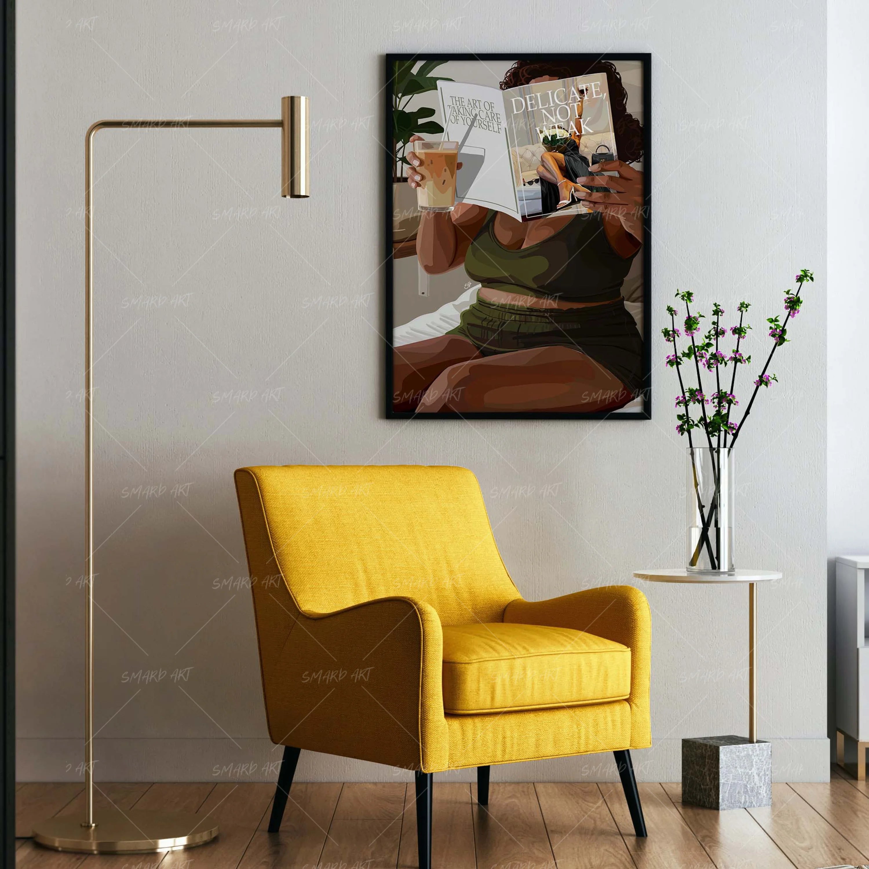 Delicate Not Weak-wall art print featuring decorative artistic design suitable for living rooms, offices, and schools by SmardArt. Elevate your space with Black wall art that speaks to culture, identity, and creativity. At Smard, we celebrate artistry made with melanin, bringing powerful and inspiring designs to life.