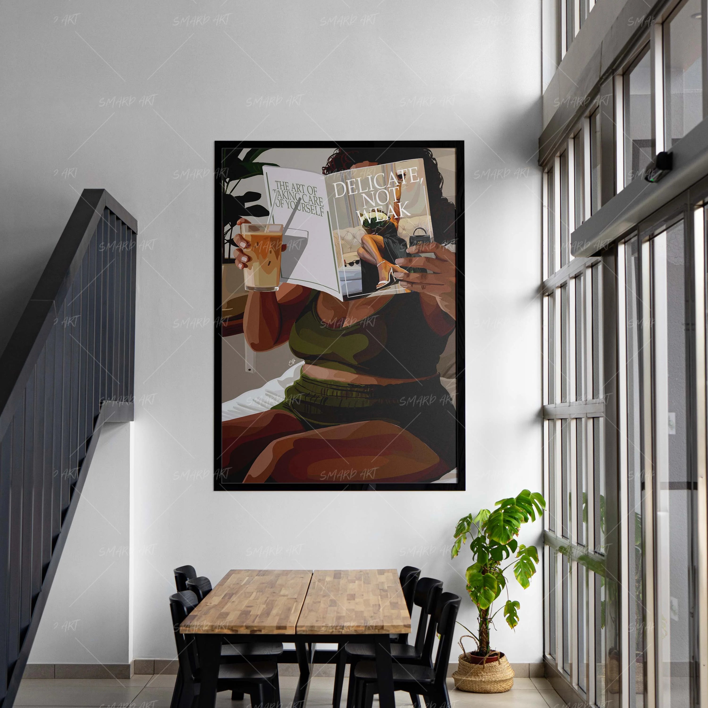 Delicate Not Weak-wall art print featuring decorative artistic design suitable for living rooms, offices, and schools by SmardArt. Elevate your space with Black wall art that speaks to culture, identity, and creativity. At Smard, we celebrate artistry made with melanin, bringing powerful and inspiring designs to life.