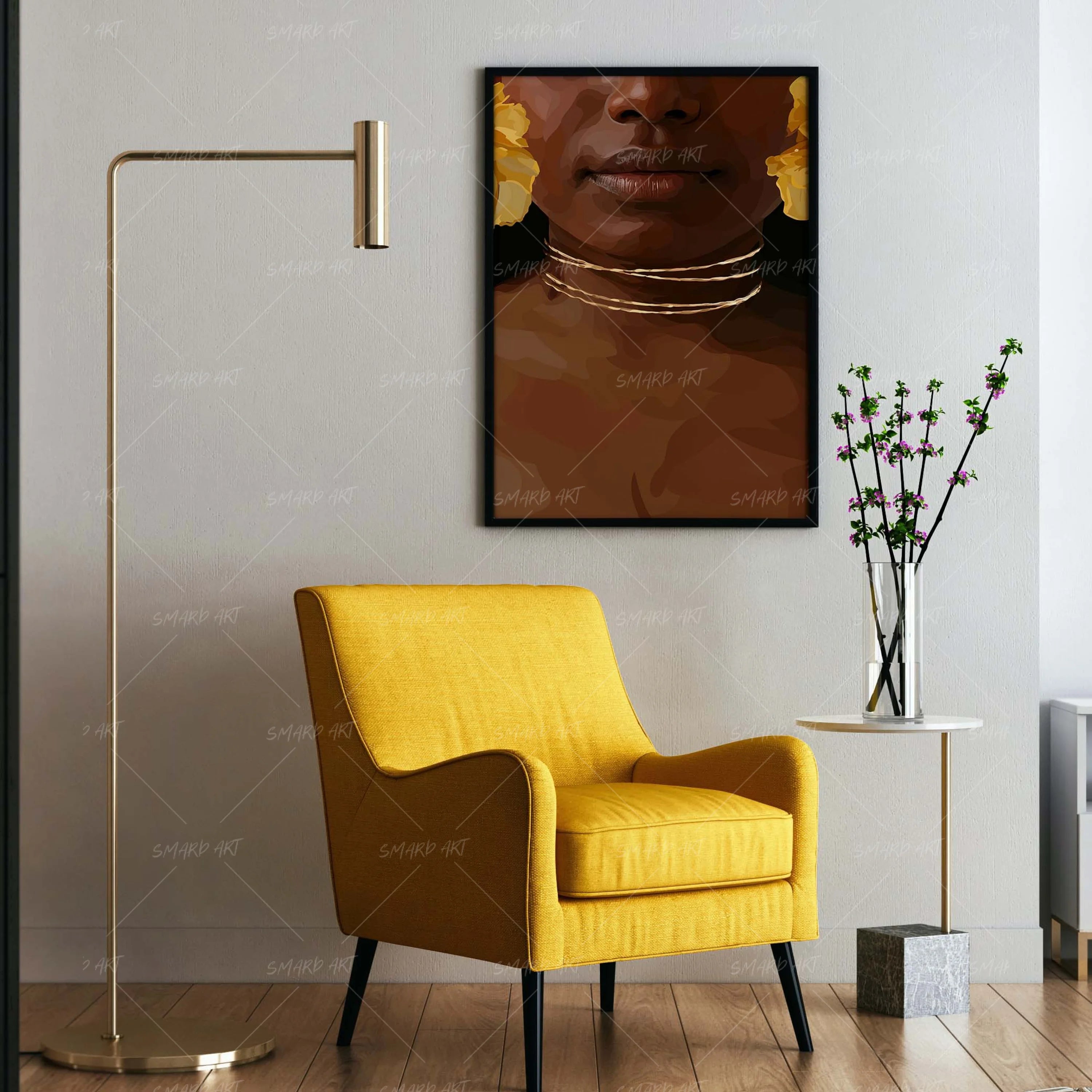 Ear Drama-wall art print featuring decorative artistic design suitable for living rooms, offices, and schools by SmardArt. Elevate your space with Black wall art that speaks to culture, identity, and creativity. At Smard, we celebrate artistry made with melanin, bringing powerful and inspiring designs to life.