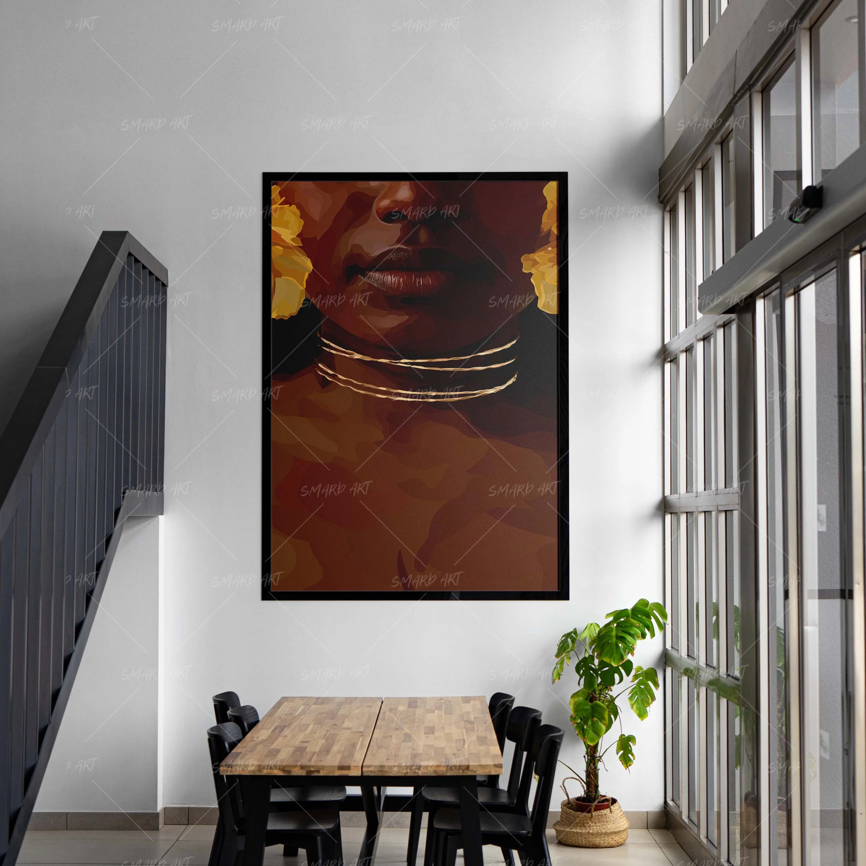 Ear Drama-wall art print featuring decorative artistic design suitable for living rooms, offices, and schools by SmardArt. Elevate your space with Black wall art that speaks to culture, identity, and creativity. At Smard, we celebrate artistry made with melanin, bringing powerful and inspiring designs to life.