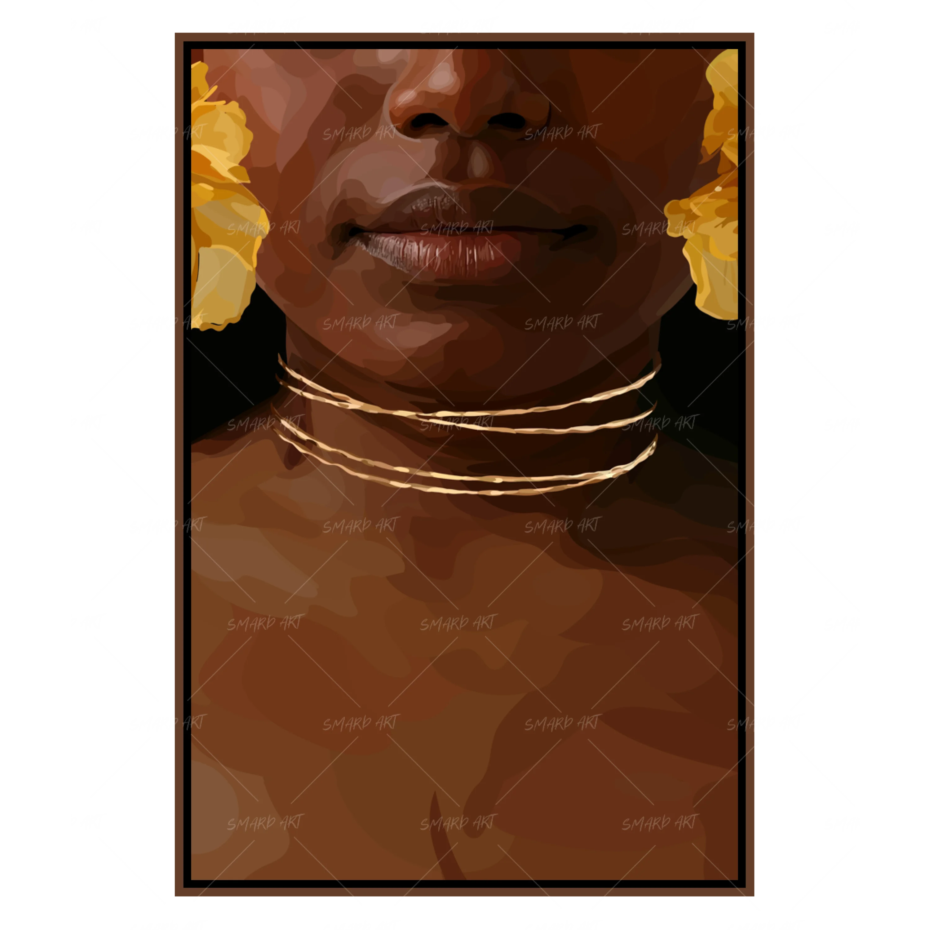 Ear Drama-wall art print featuring decorative artistic design suitable for living rooms, offices, and schools by SmardArt. Elevate your space with Black wall art that speaks to culture, identity, and creativity. At Smard, we celebrate artistry made with melanin, bringing powerful and inspiring designs to life.