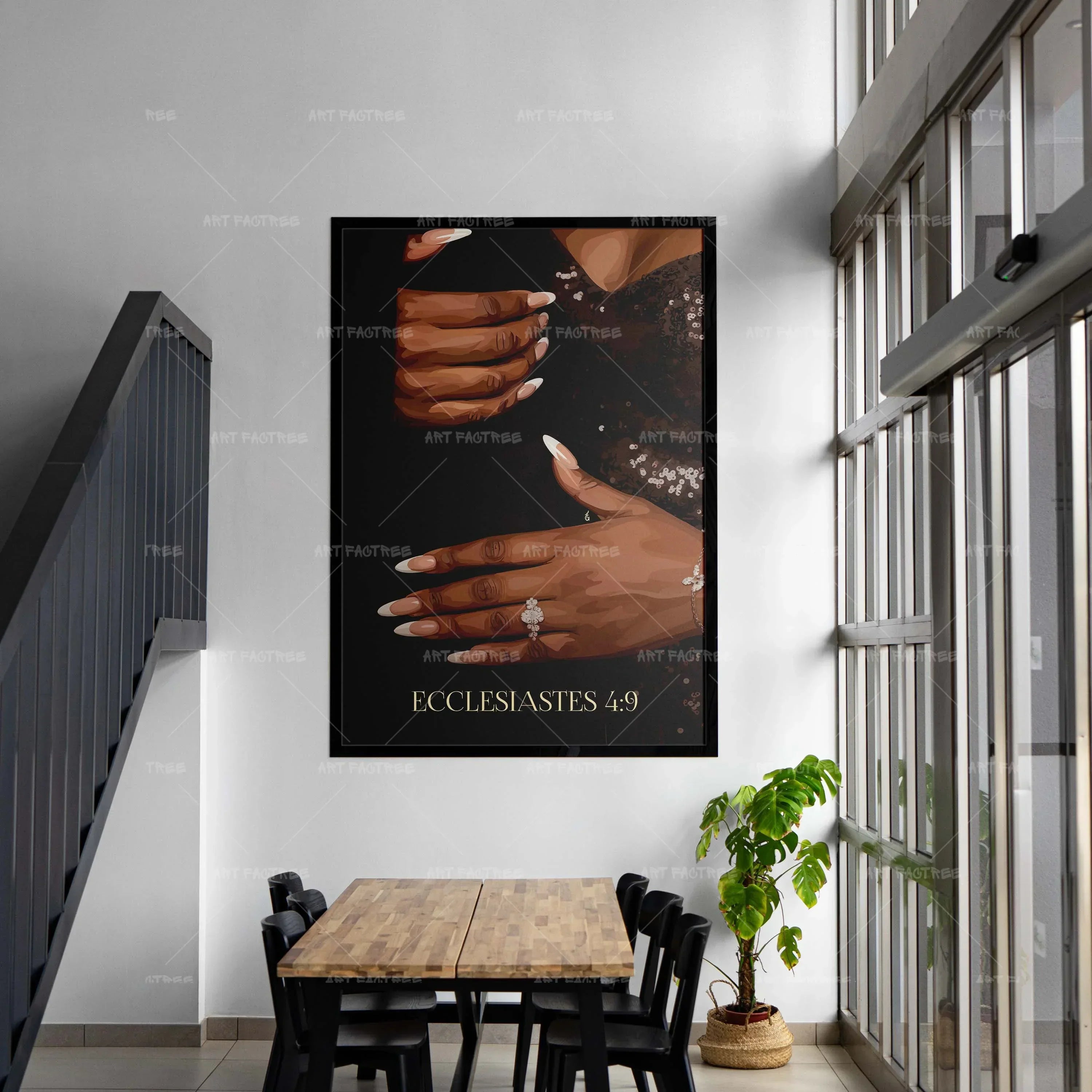 Ecclesiastes 4:9 (Smard X Anaya)-wall art print featuring decorative artistic design suitable for living rooms, offices, and schools by SmardArt. Elevate your space with Black wall art that speaks to culture, identity, and creativity. At Smard, we celebrate artistry made with melanin, bringing powerful and inspiring designs to life.