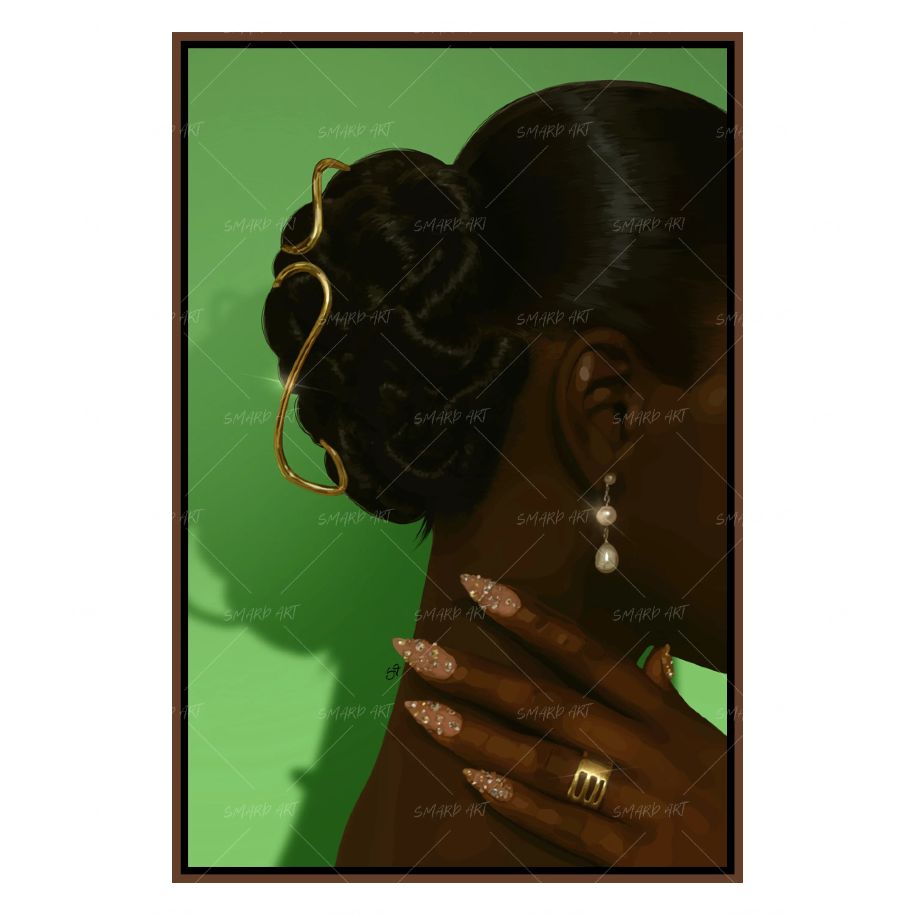 Elegance-wall art print featuring decorative artistic design suitable for living rooms, offices, and schools by SmardArt. Elevate your space with Black wall art that speaks to culture, identity, and creativity. At Smard, we celebrate artistry made with melanin, bringing powerful and inspiring designs to life.