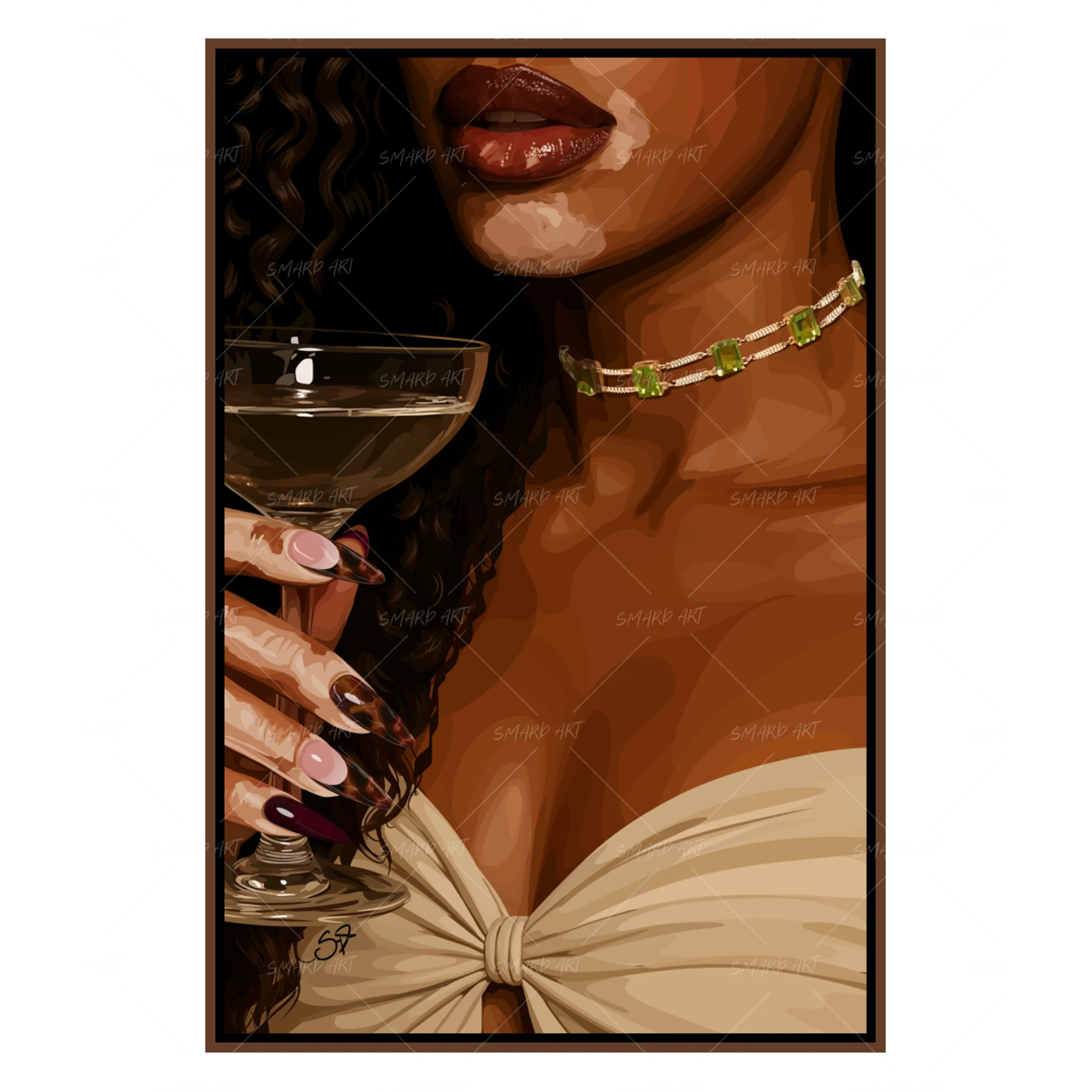 Espresso Grace-wall art print featuring decorative artistic design suitable for living rooms, offices, and schools by SmardArt. Elevate your space with Black wall art that speaks to culture, identity, and creativity. At Smard, we celebrate artistry made with melanin, bringing powerful and inspiring designs to life.