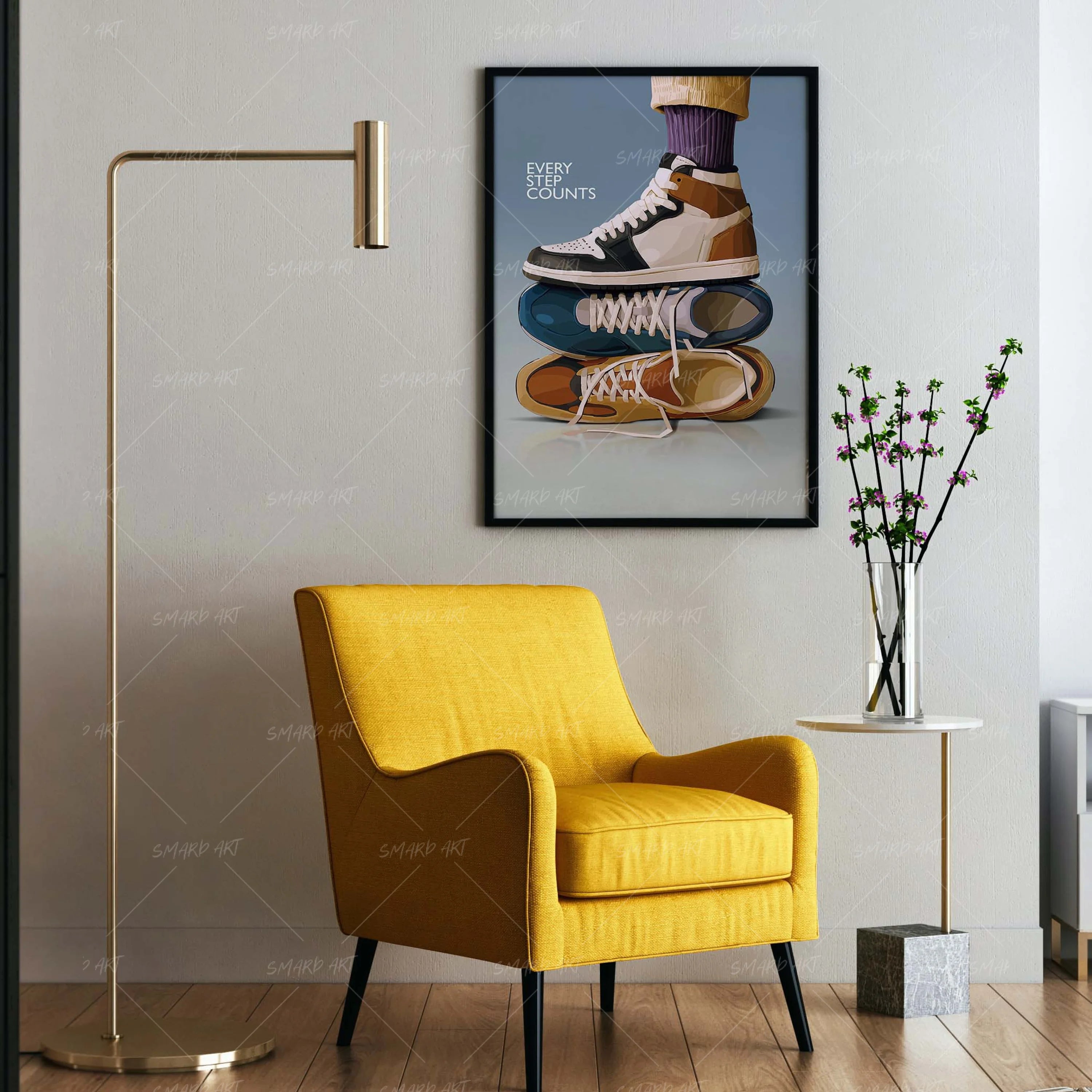 Every Step Counts-wall art print featuring decorative artistic design suitable for living rooms, offices, and schools by SmardArt. Elevate your space with Black wall art that speaks to culture, identity, and creativity. At Smard, we celebrate artistry made with melanin, bringing powerful and inspiring designs to life.
