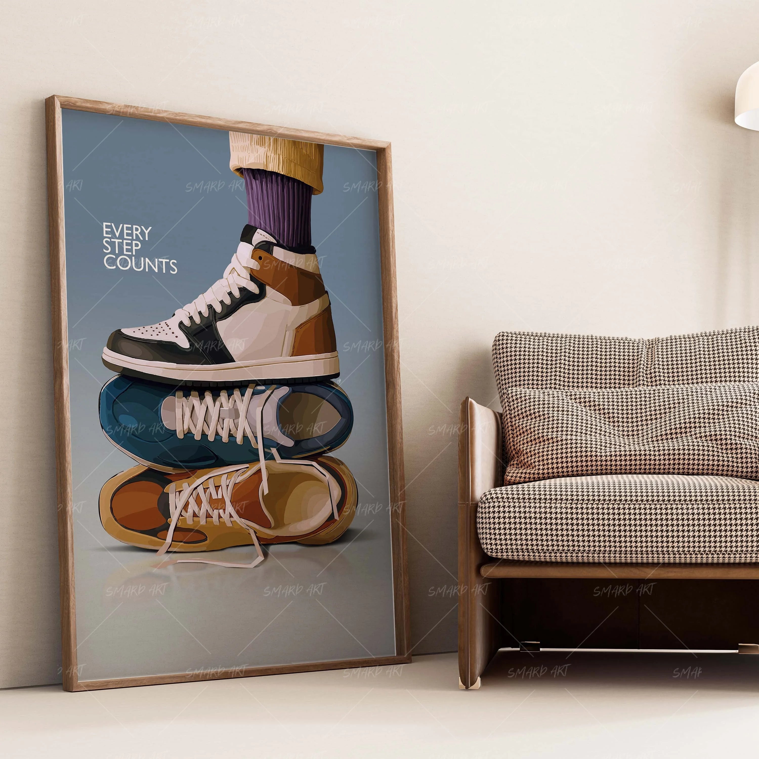 Every Step Counts-wall art print featuring decorative artistic design suitable for living rooms, offices, and schools by SmardArt. Elevate your space with Black wall art that speaks to culture, identity, and creativity. At Smard, we celebrate artistry made with melanin, bringing powerful and inspiring designs to life.