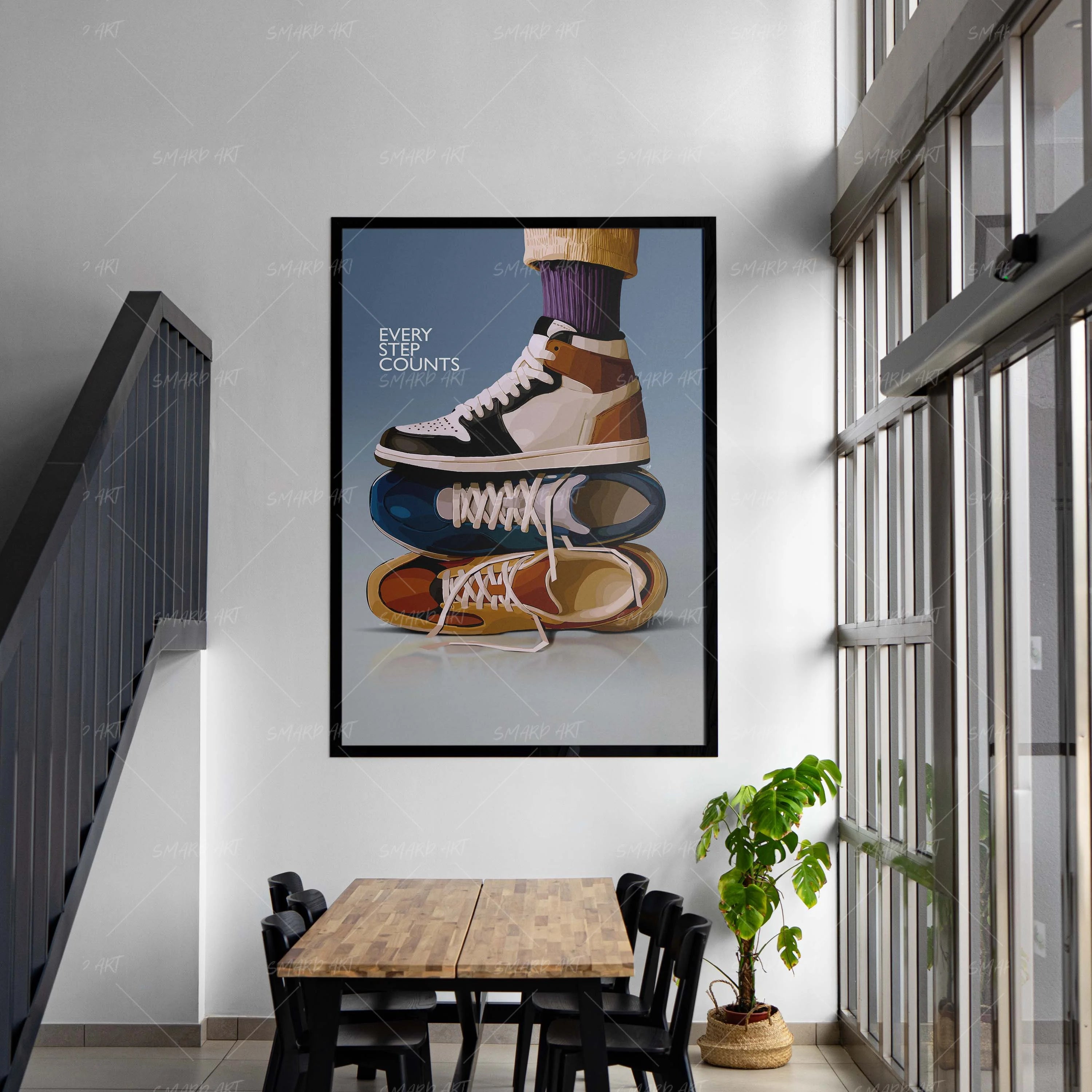 Every Step Counts-wall art print featuring decorative artistic design suitable for living rooms, offices, and schools by SmardArt. Elevate your space with Black wall art that speaks to culture, identity, and creativity. At Smard, we celebrate artistry made with melanin, bringing powerful and inspiring designs to life.