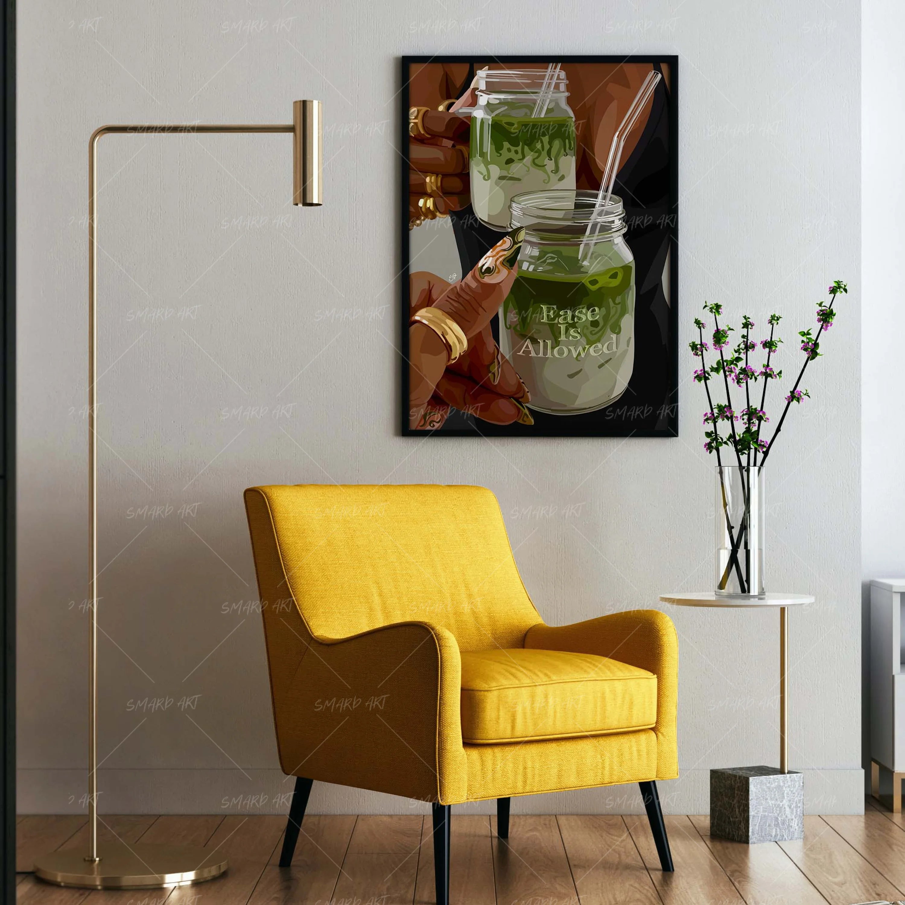 Ease is Allowed-wall art print featuring decorative artistic design suitable for living rooms, offices, and schools by SmardArt. Elevate your space with Black wall art that speaks to culture, identity, and creativity. At Smard, we celebrate artistry made with melanin, bringing powerful and inspiring designs to life.