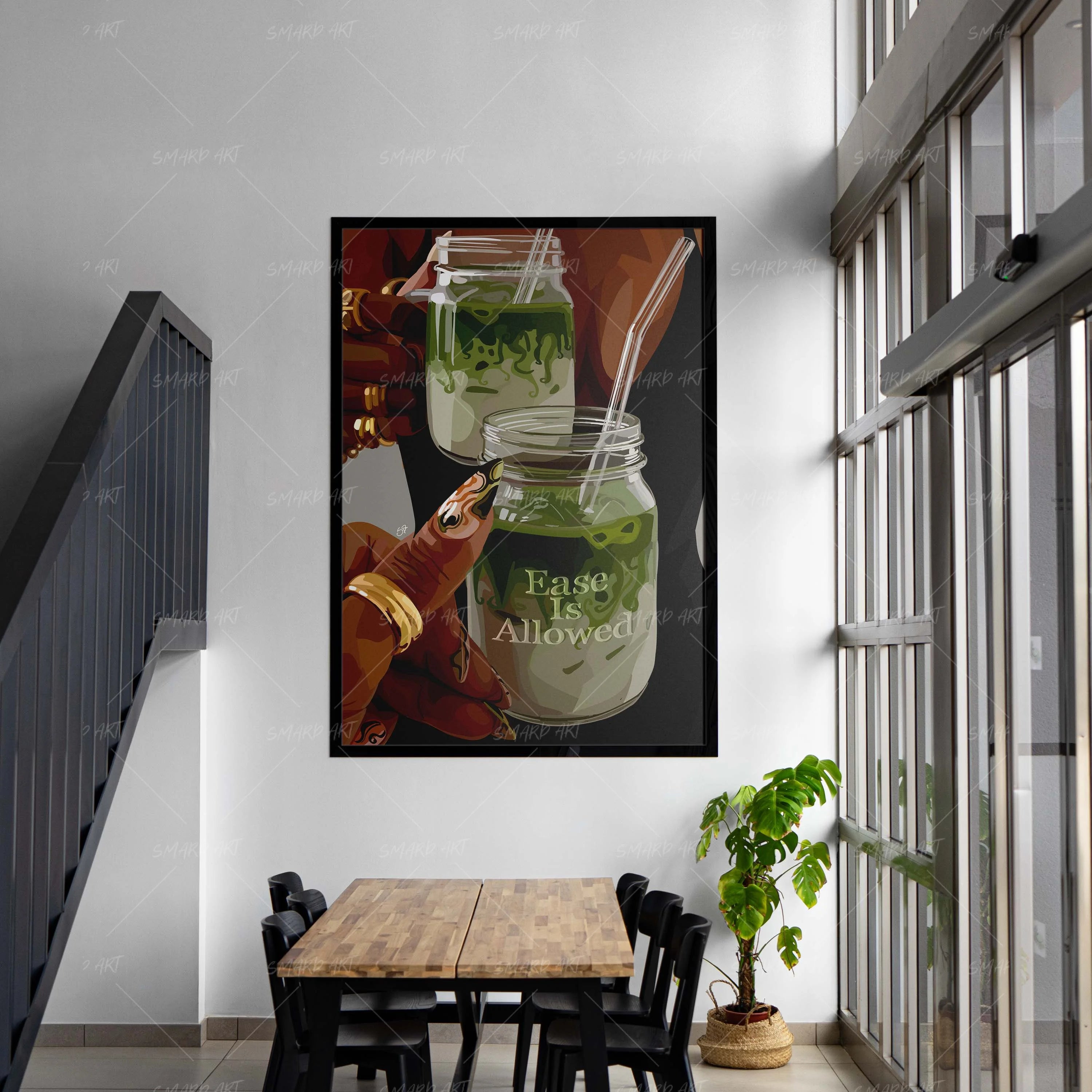 Ease is Allowed-wall art print featuring decorative artistic design suitable for living rooms, offices, and schools by SmardArt. Elevate your space with Black wall art that speaks to culture, identity, and creativity. At Smard, we celebrate artistry made with melanin, bringing powerful and inspiring designs to life.