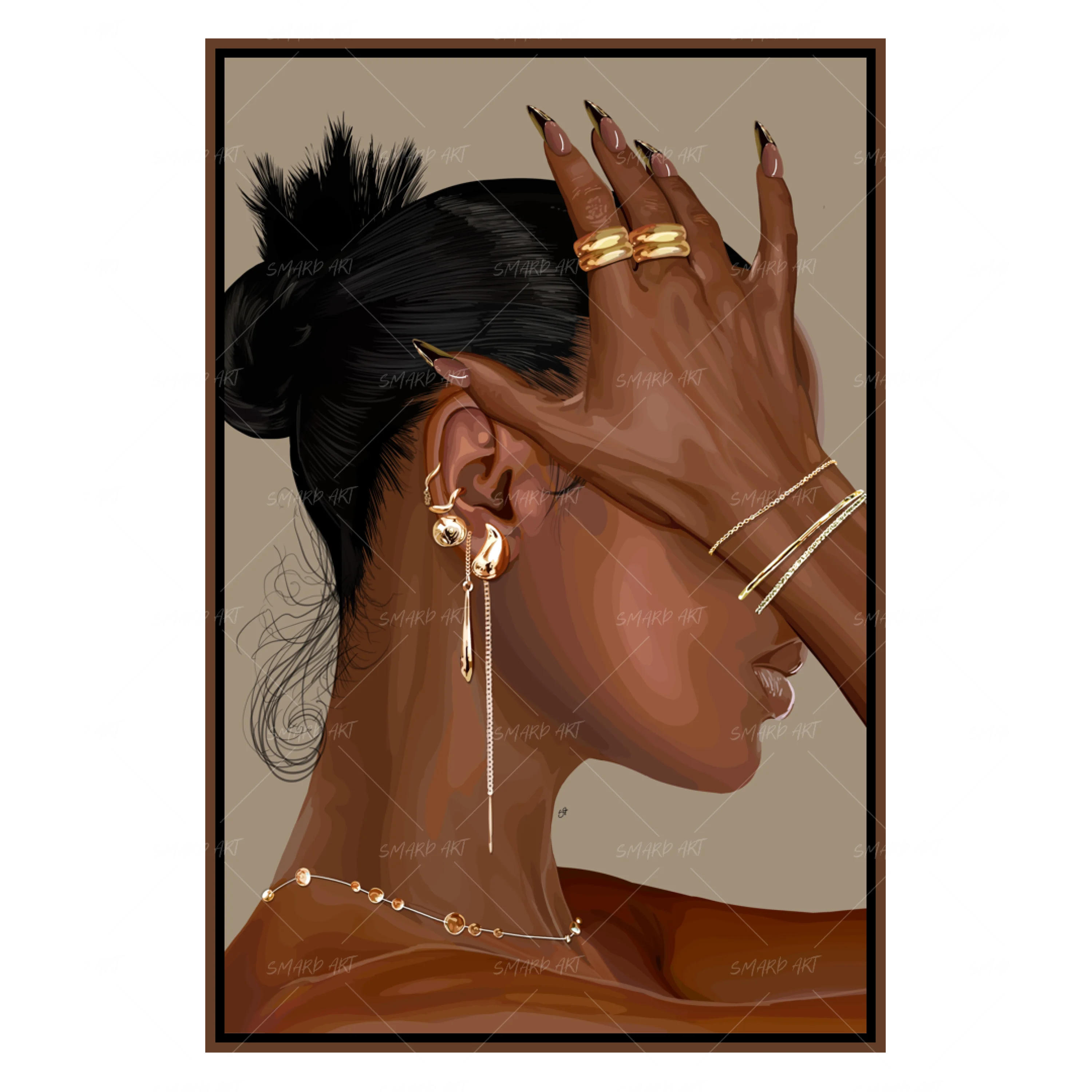 Faceless Flex-wall art print featuring decorative artistic design suitable for living rooms, offices, and schools by SmardArt. Elevate your space with Black wall art that speaks to culture, identity, and creativity. At Smard, we celebrate artistry made with melanin, bringing powerful and inspiring designs to life.