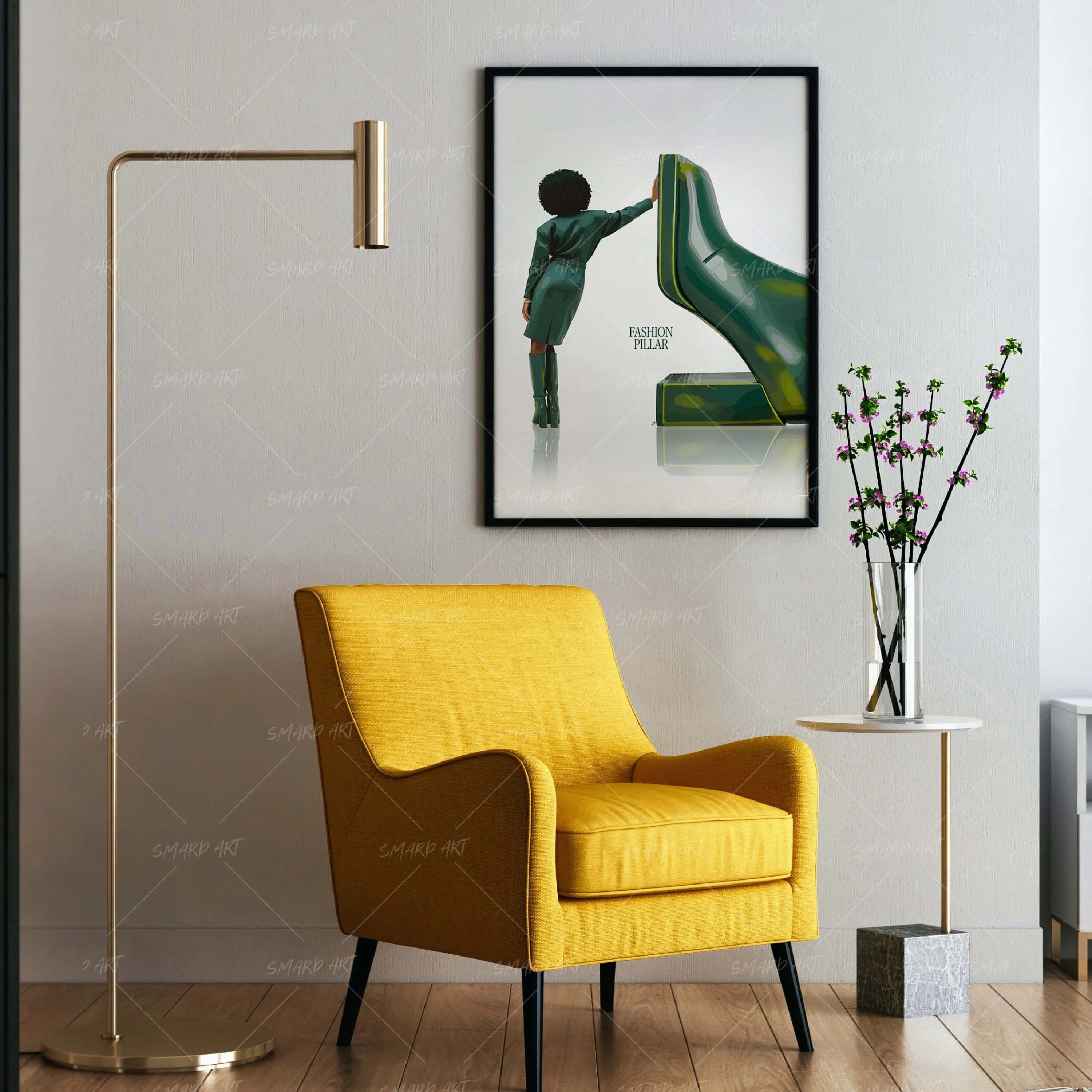 Fashion Pillar-wall art print featuring decorative artistic design suitable for living rooms, offices, and schools by SmardArt. Elevate your space with Black wall art that speaks to culture, identity, and creativity. At Smard, we celebrate artistry made with melanin, bringing powerful and inspiring designs to life.