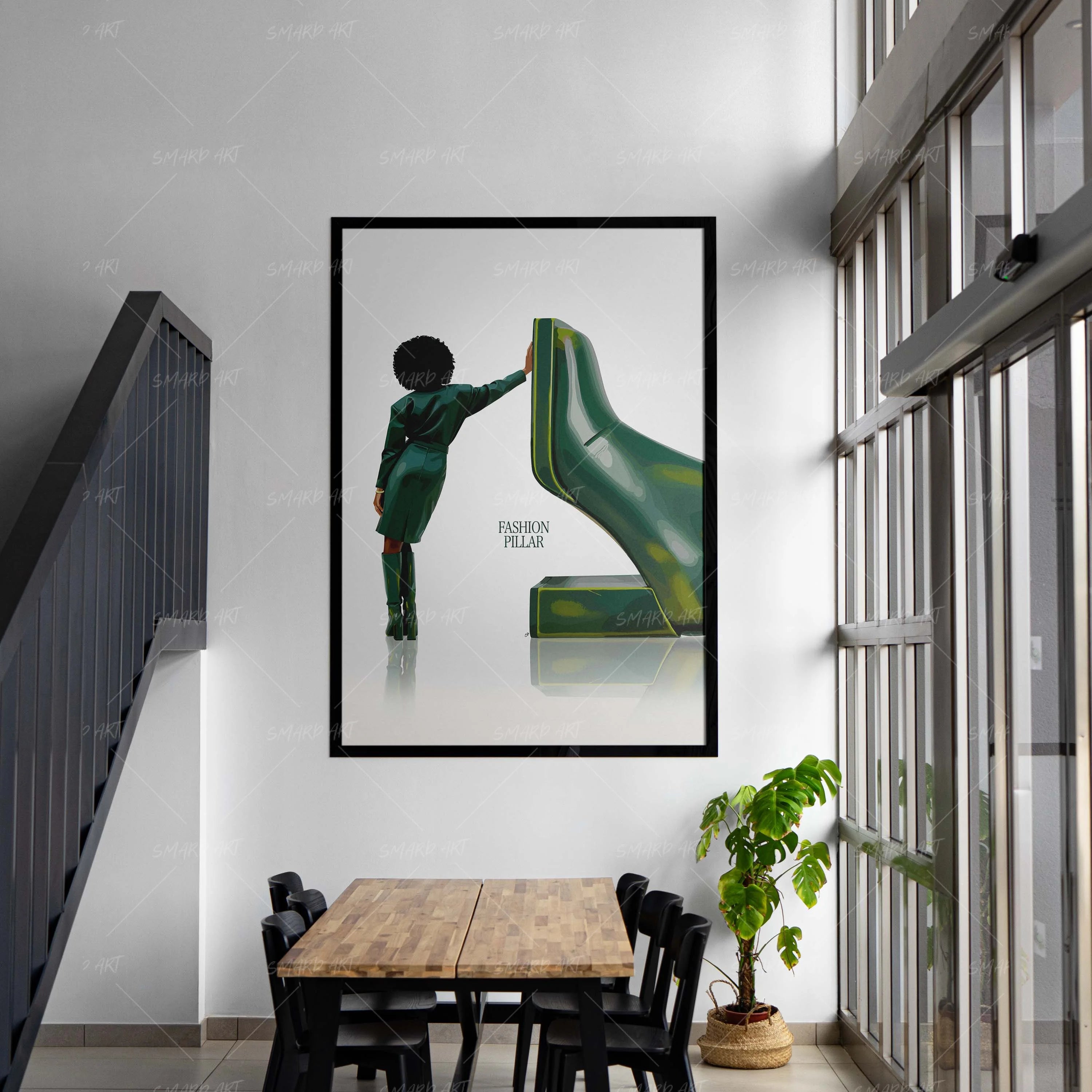 Fashion Pillar-wall art print featuring decorative artistic design suitable for living rooms, offices, and schools by SmardArt. Elevate your space with Black wall art that speaks to culture, identity, and creativity. At Smard, we celebrate artistry made with melanin, bringing powerful and inspiring designs to life.