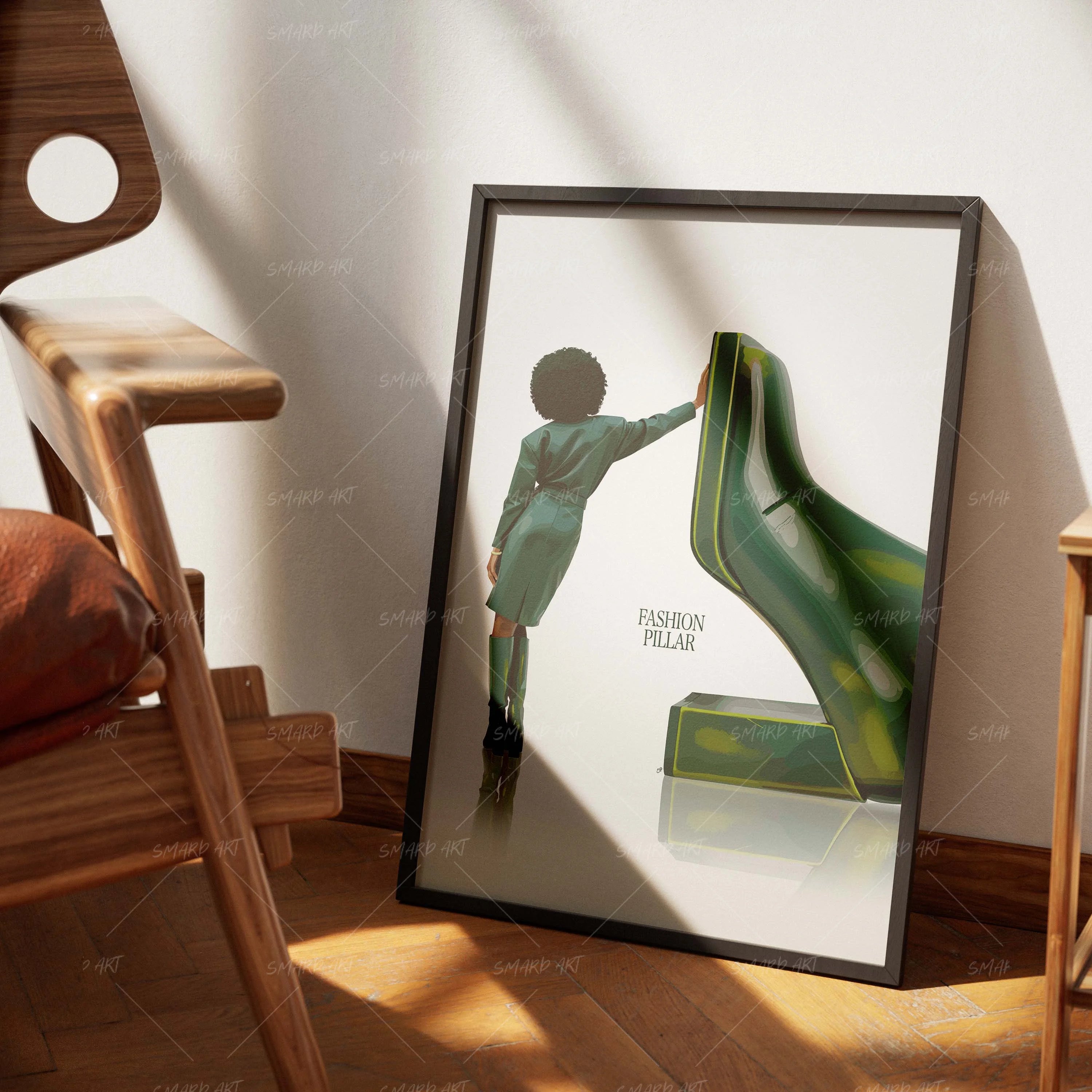 Fashion Pillar-wall art print featuring decorative artistic design suitable for living rooms, offices, and schools by SmardArt. Elevate your space with Black wall art that speaks to culture, identity, and creativity. At Smard, we celebrate artistry made with melanin, bringing powerful and inspiring designs to life.