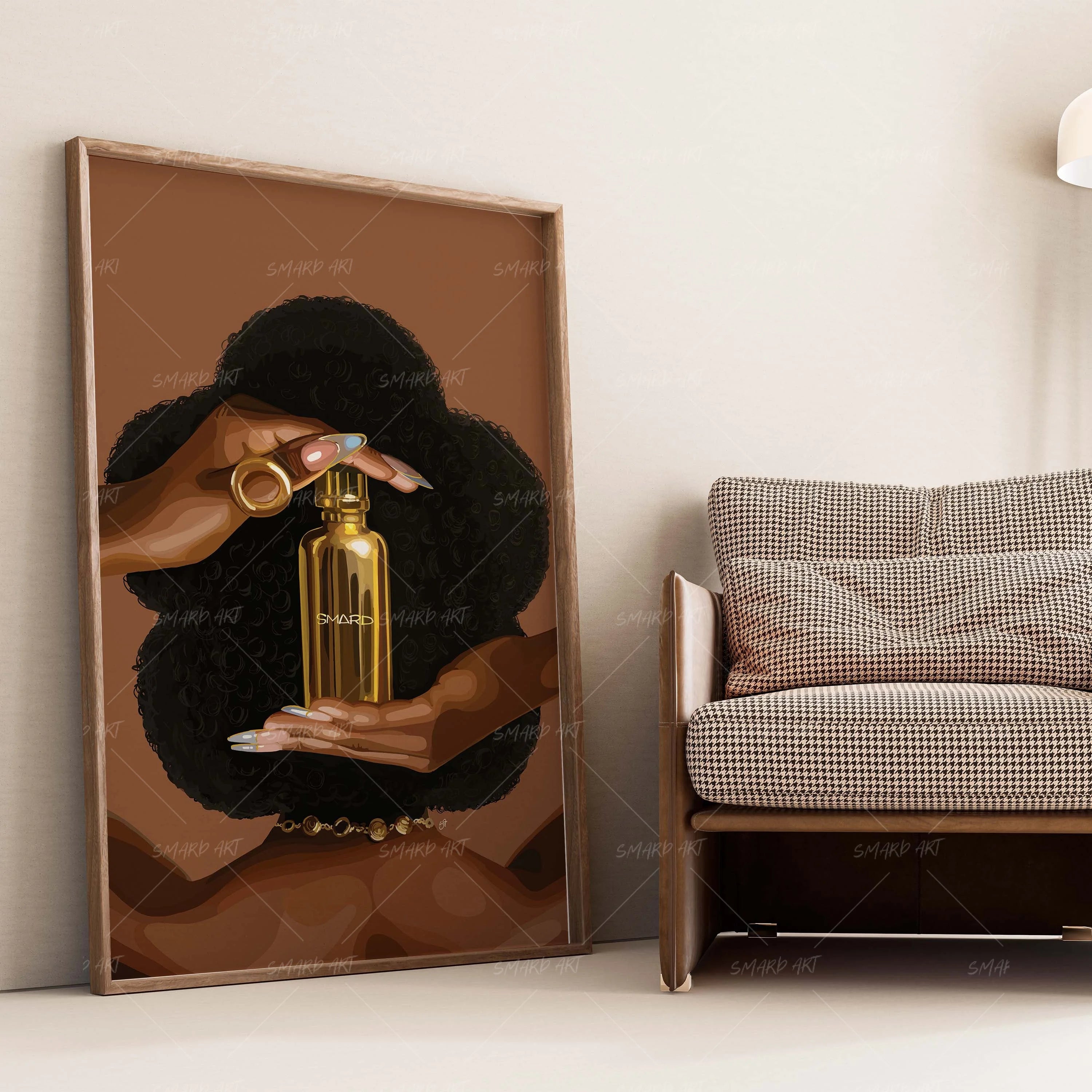 Flower Fro-wall art print featuring decorative artistic design suitable for living rooms, offices, and schools by SmardArt. Elevate your space with Black wall art that speaks to culture, identity, and creativity. At Smard, we celebrate artistry made with melanin, bringing powerful and inspiring designs to life.
