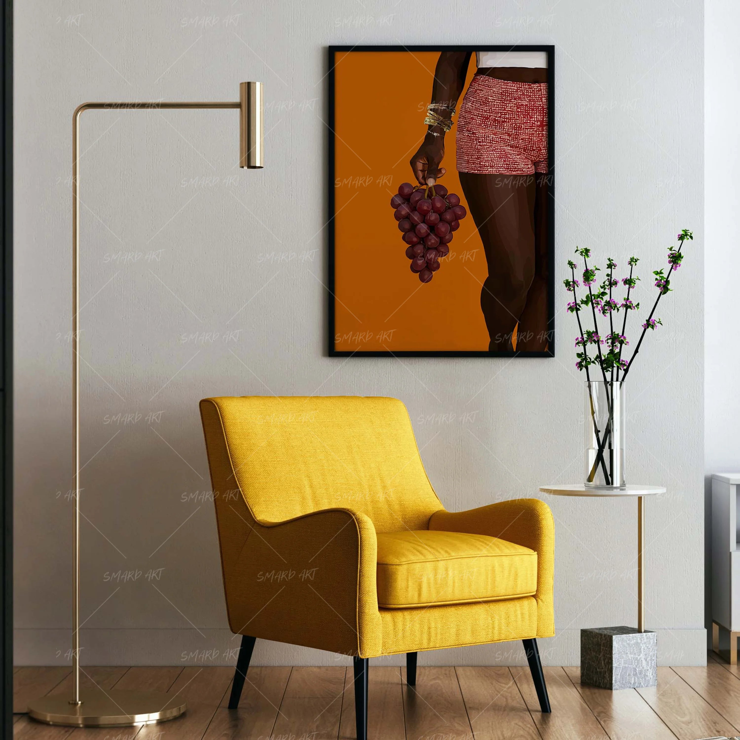Fruitful Hands-wall art print featuring decorative artistic design suitable for living rooms, offices, and schools by SmardArt. Elevate your space with Black wall art that speaks to culture, identity, and creativity. At Smard, we celebrate artistry made with melanin, bringing powerful and inspiring designs to life.