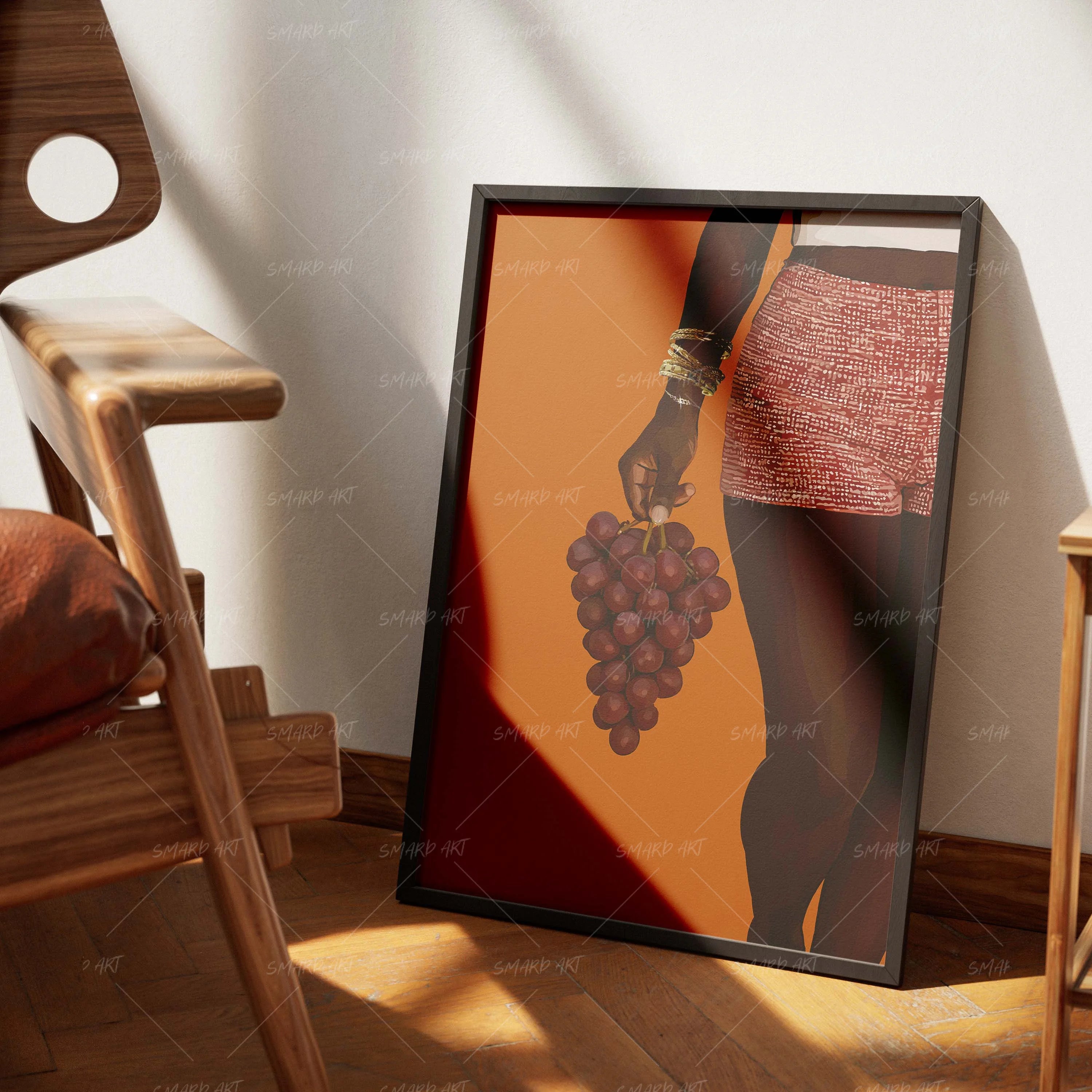 Fruitful Hands-wall art print featuring decorative artistic design suitable for living rooms, offices, and schools by SmardArt. Elevate your space with Black wall art that speaks to culture, identity, and creativity. At Smard, we celebrate artistry made with melanin, bringing powerful and inspiring designs to life.