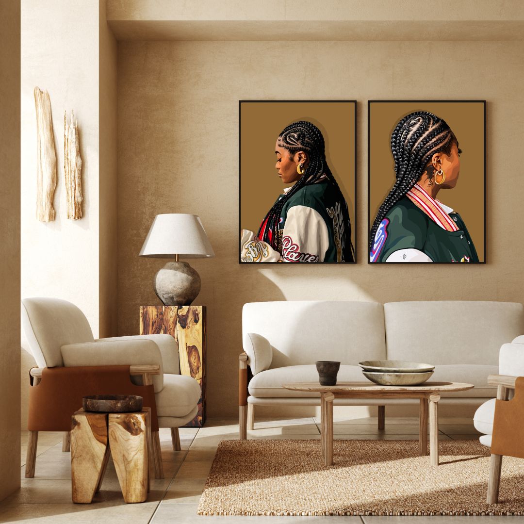 Fit Gyal Bundle-wall art print featuring decorative artistic design suitable for living rooms, offices, and schools by SmardArt. Elevate your space with Black wall art that speaks to culture, identity, and creativity. At Smard, we celebrate artistry made with melanin, bringing powerful and inspiring designs to life.