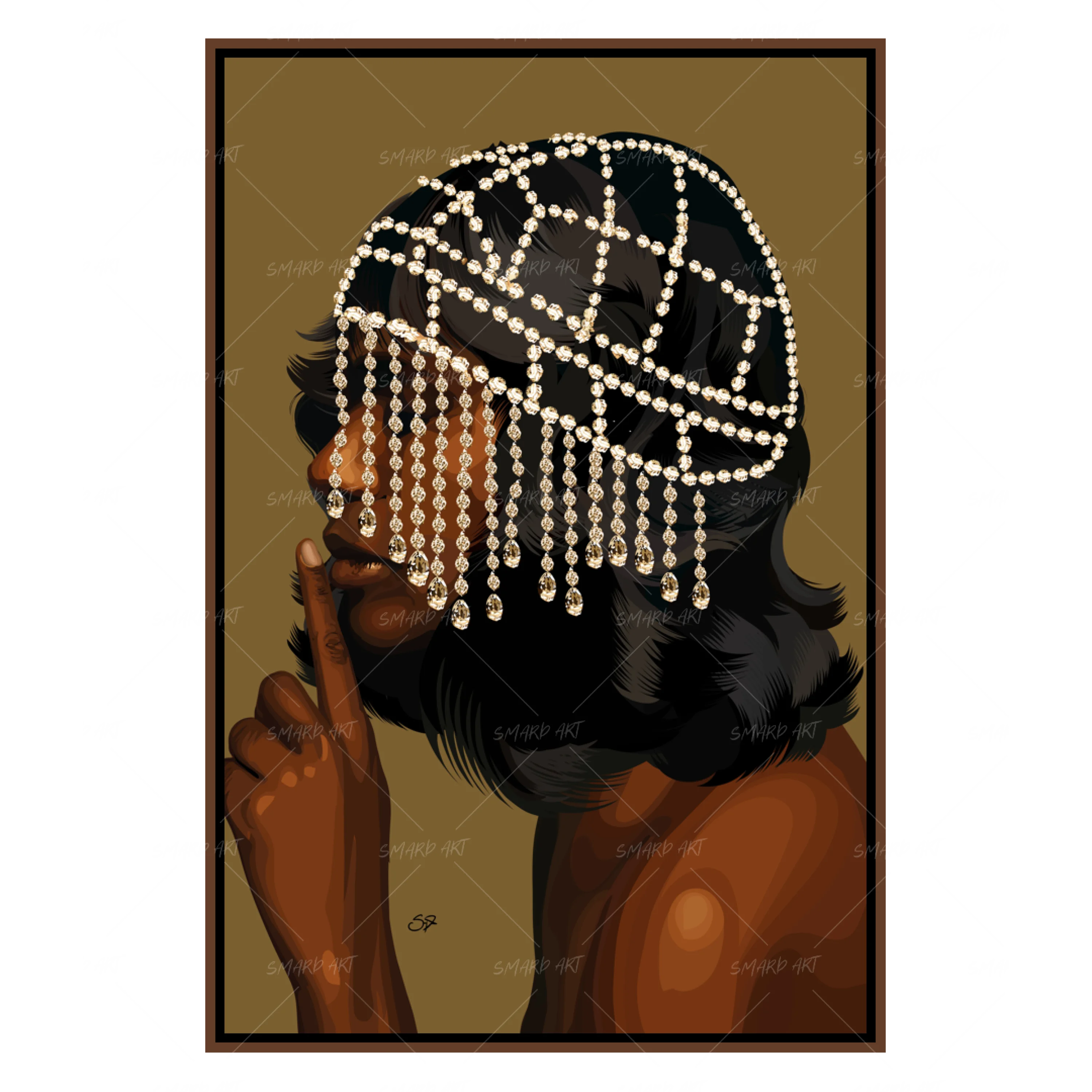 Gem Minded-wall art print featuring decorative artistic design suitable for living rooms, offices, and schools by SmardArt. Elevate your space with Black wall art that speaks to culture, identity, and creativity. At Smard, we celebrate artistry made with melanin, bringing powerful and inspiring designs to life.