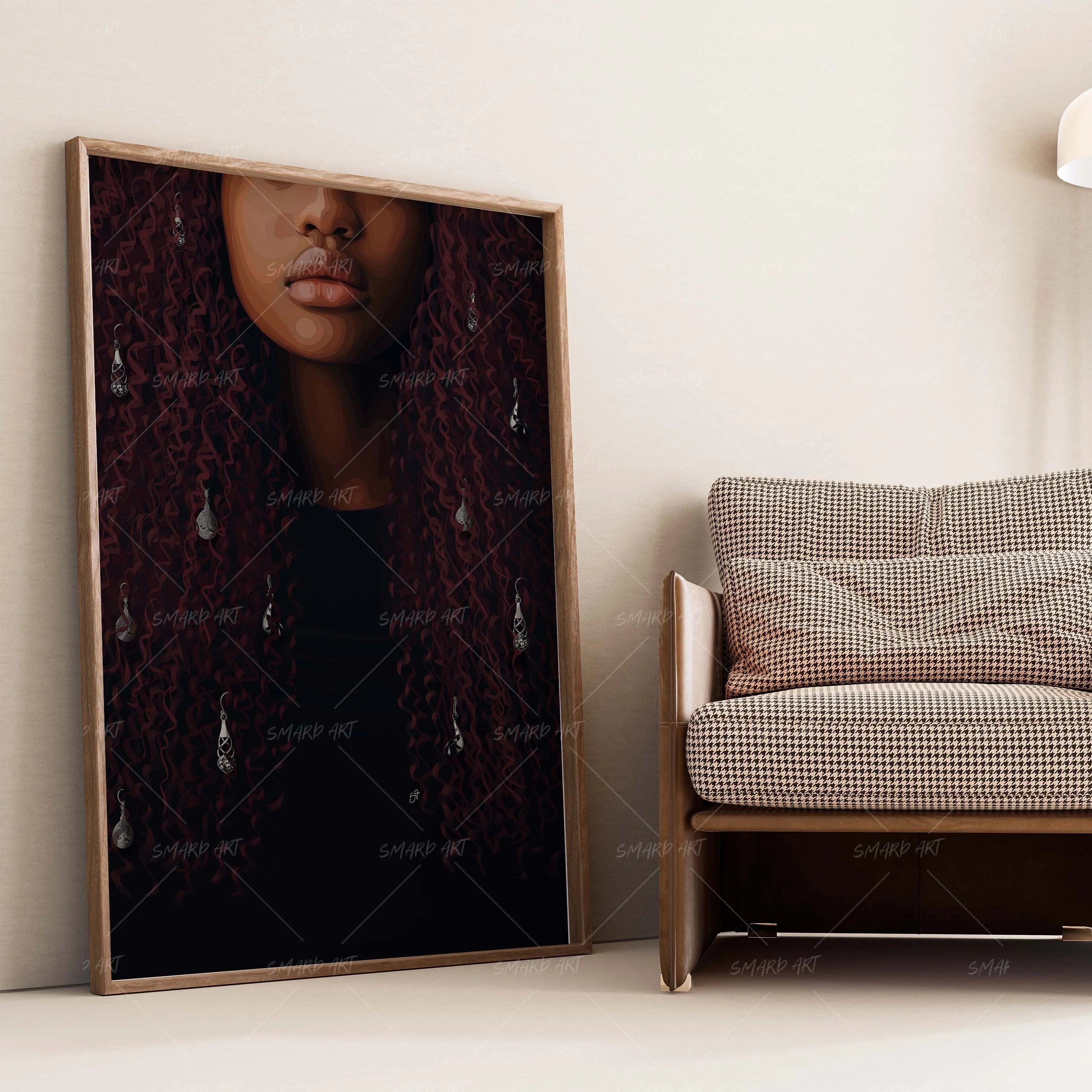 Gemstrands-wall art print featuring decorative artistic design suitable for living rooms, offices, and schools by SmardArt. Elevate your space with Black wall art that speaks to culture, identity, and creativity. At Smard, we celebrate artistry made with melanin, bringing powerful and inspiring designs to life.
