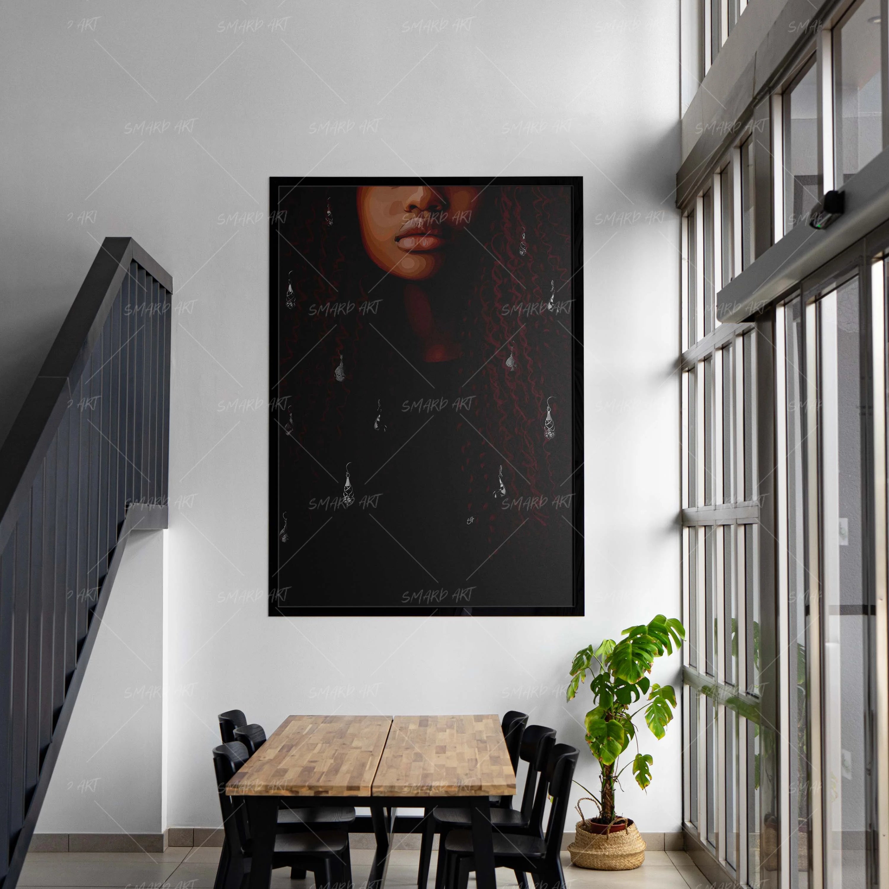 Gemstrands-wall art print featuring decorative artistic design suitable for living rooms, offices, and schools by SmardArt. Elevate your space with Black wall art that speaks to culture, identity, and creativity. At Smard, we celebrate artistry made with melanin, bringing powerful and inspiring designs to life.