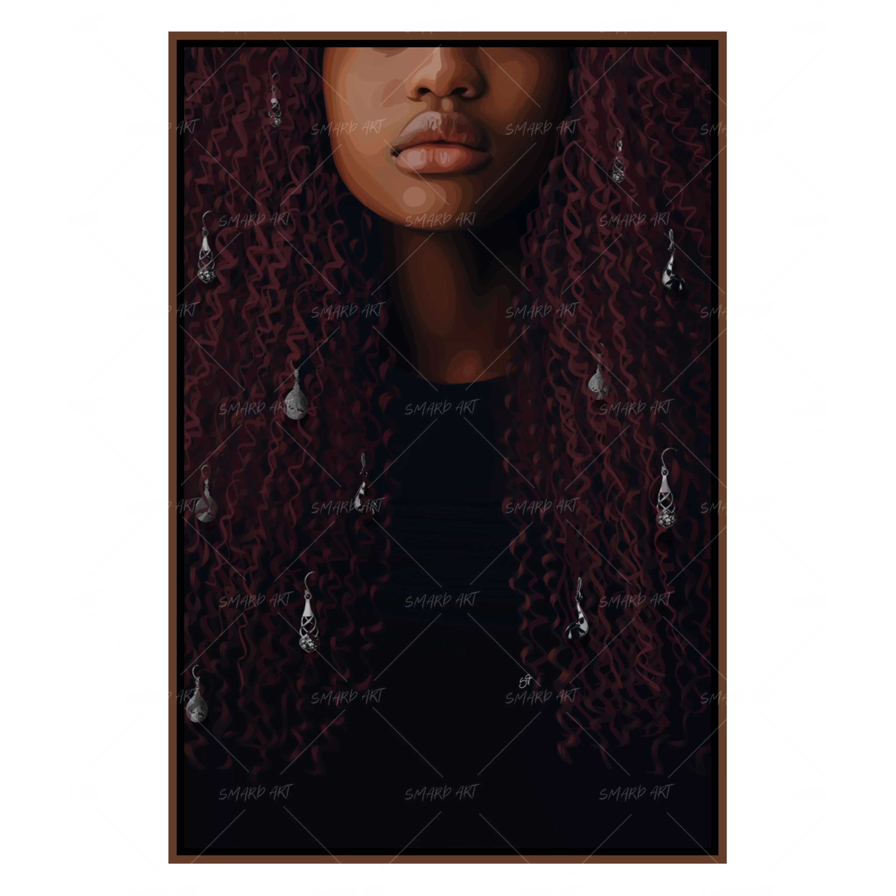 Gemstrands-wall art print featuring decorative artistic design suitable for living rooms, offices, and schools by SmardArt. Elevate your space with Black wall art that speaks to culture, identity, and creativity. At Smard, we celebrate artistry made with melanin, bringing powerful and inspiring designs to life.