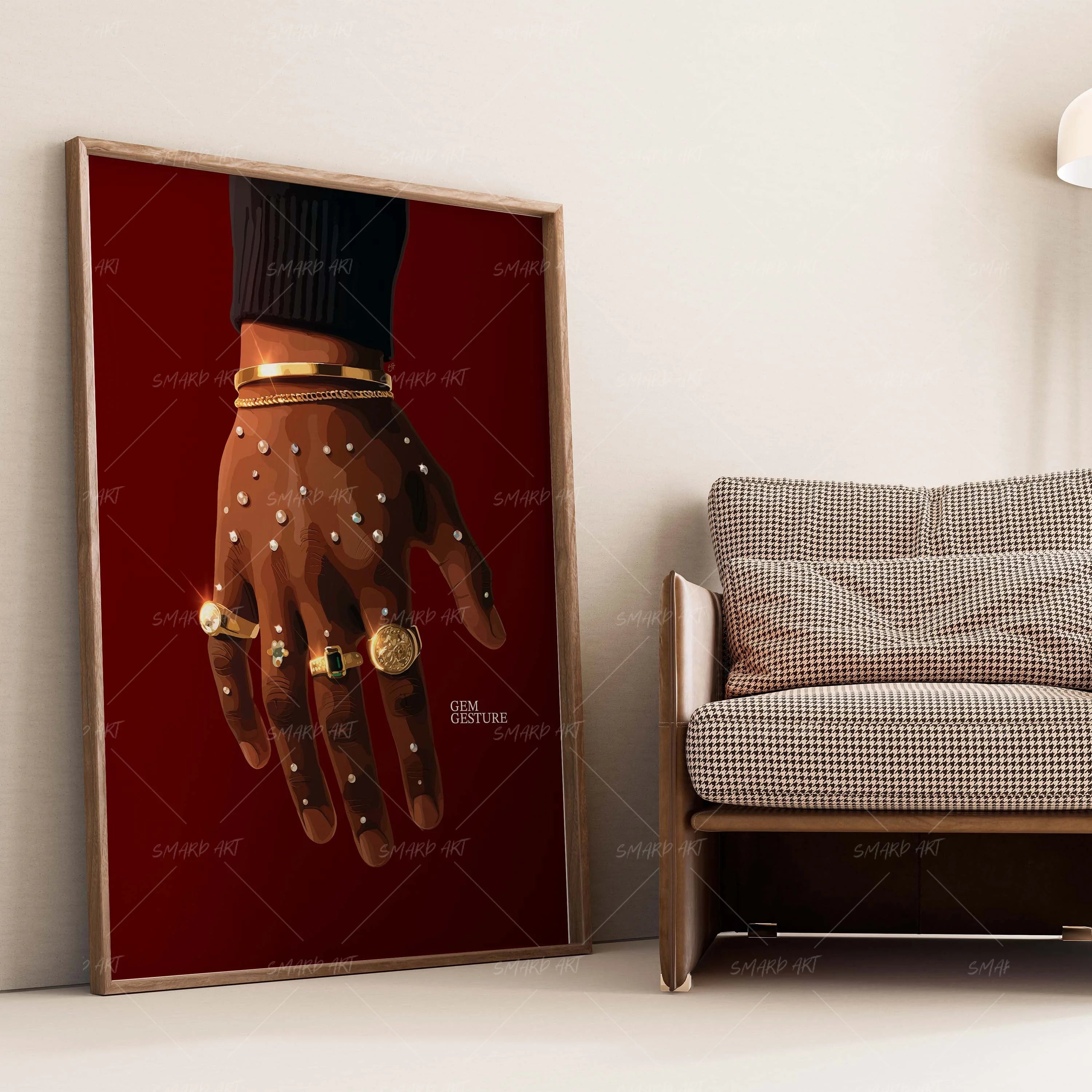 Gem Gesture-wall art print featuring decorative artistic design suitable for living rooms, offices, and schools by SmardArt. Elevate your space with Black wall art that speaks to culture, identity, and creativity. At Smard, we celebrate artistry made with melanin, bringing powerful and inspiring designs to life.