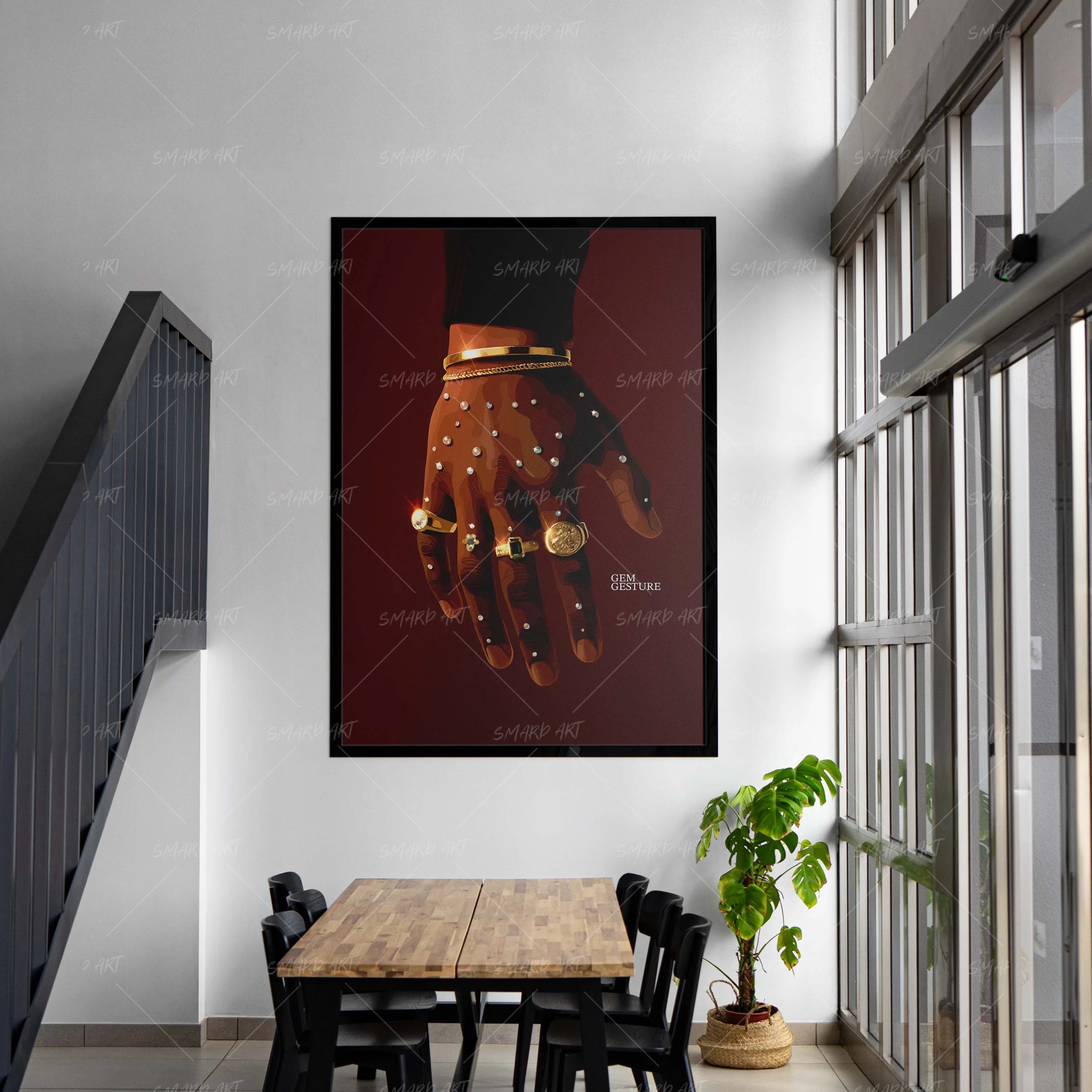 Gem Gesture-wall art print featuring decorative artistic design suitable for living rooms, offices, and schools by SmardArt. Elevate your space with Black wall art that speaks to culture, identity, and creativity. At Smard, we celebrate artistry made with melanin, bringing powerful and inspiring designs to life.