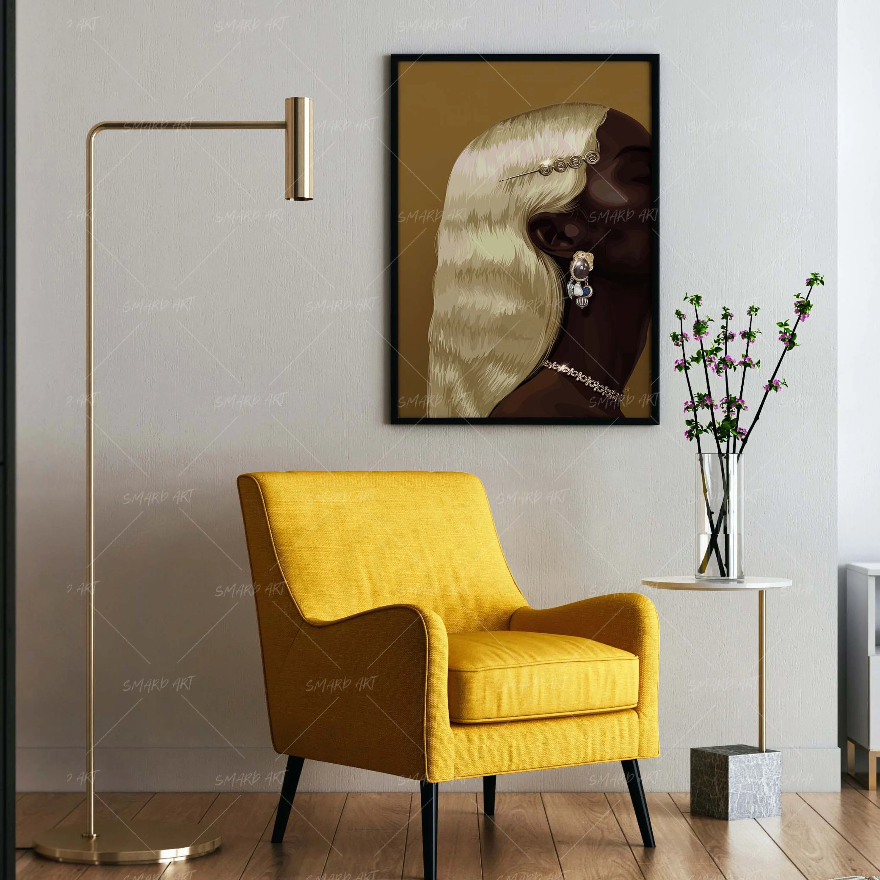 Glossed Waves-wall art print featuring decorative artistic design suitable for living rooms, offices, and schools by SmardArt. Elevate your space with Black wall art that speaks to culture, identity, and creativity. At Smard, we celebrate artistry made with melanin, bringing powerful and inspiring designs to life.